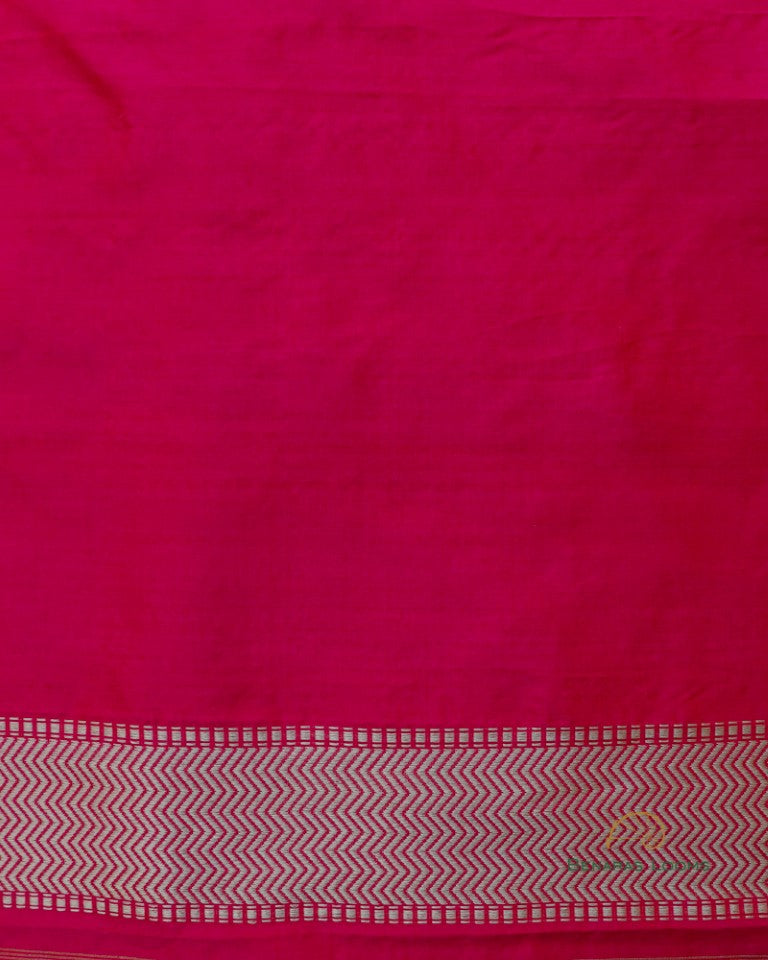 Pink Handloom Kataan Silk Shikargah Banarasi Saree