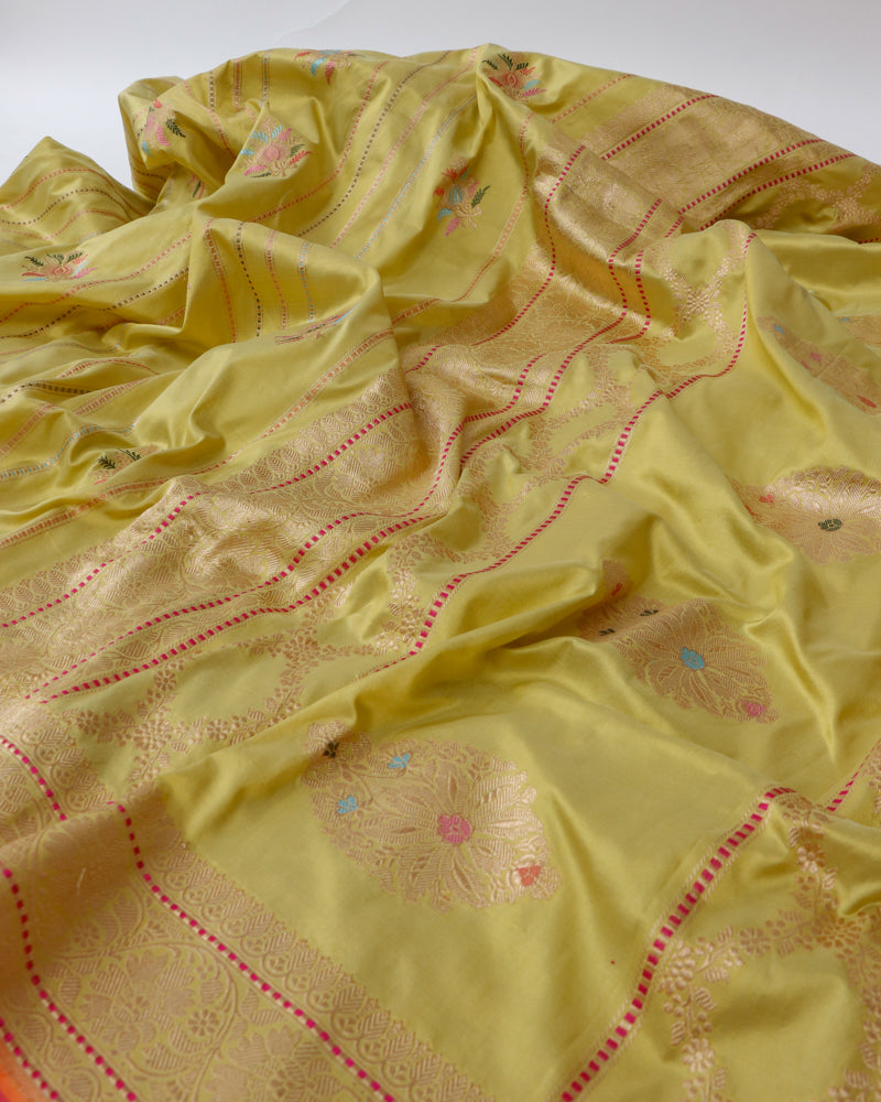 Pista Handwoven Pure Kataan Silk Banarasi Saree