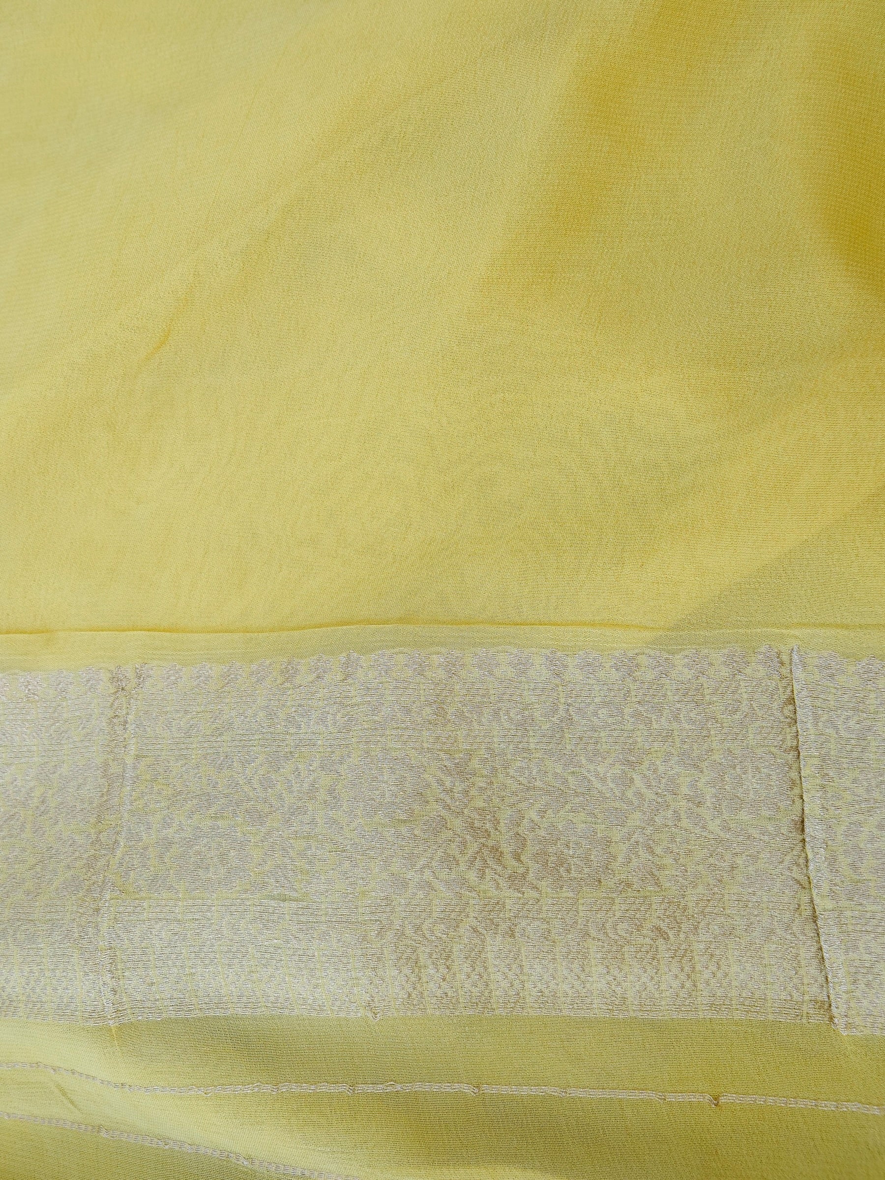 Yellow Georgette Silk Buti Banarasi Saree