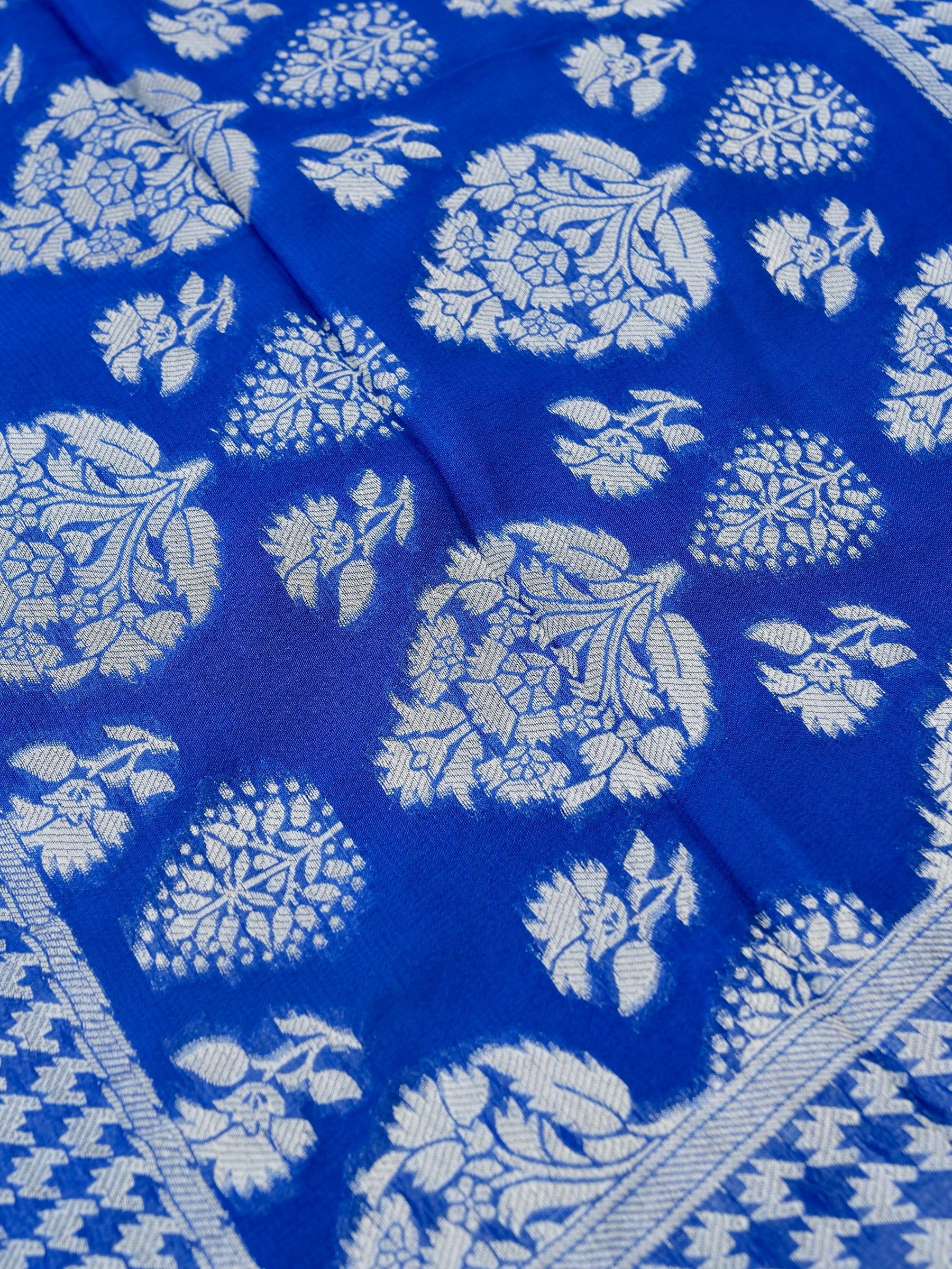 Blue Georgette Silk Banarasi Saree