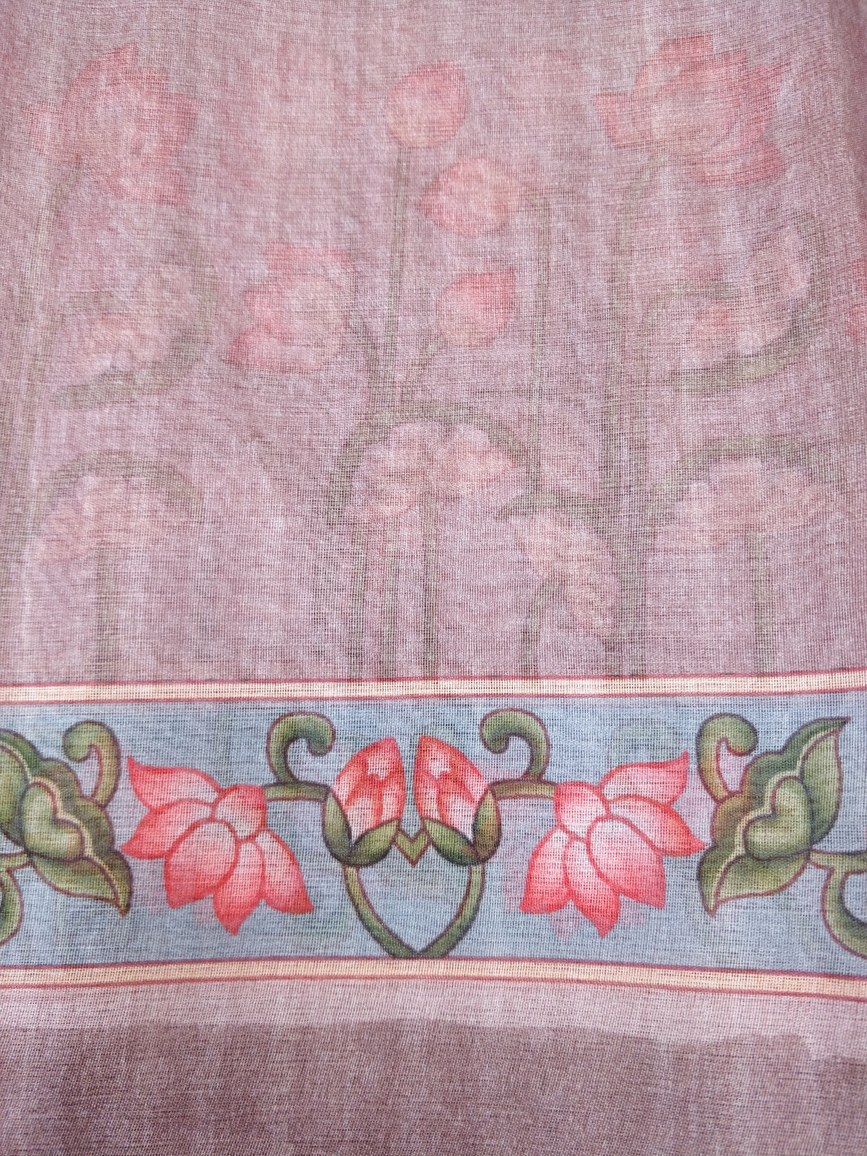 Pink Organza Silk Digital Print Pichwai Saree