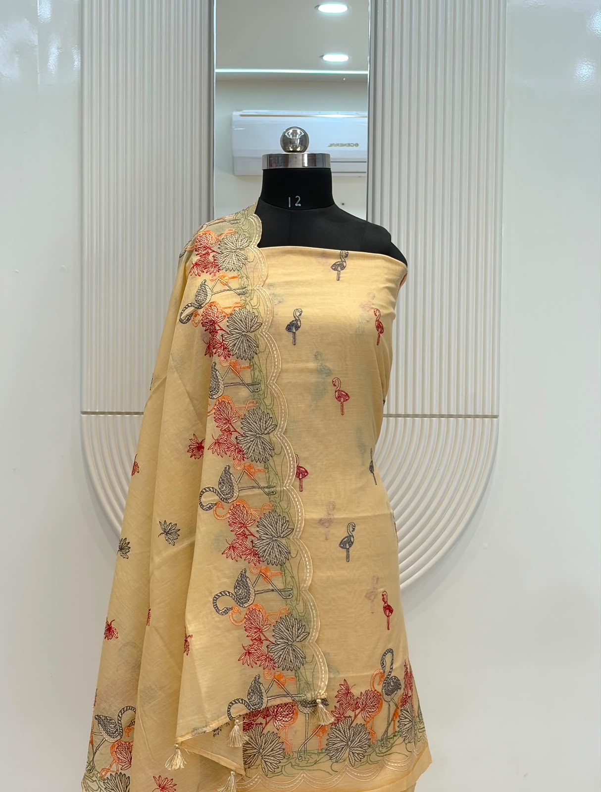 Yellow Mul Cotton Embroidery Suit Set