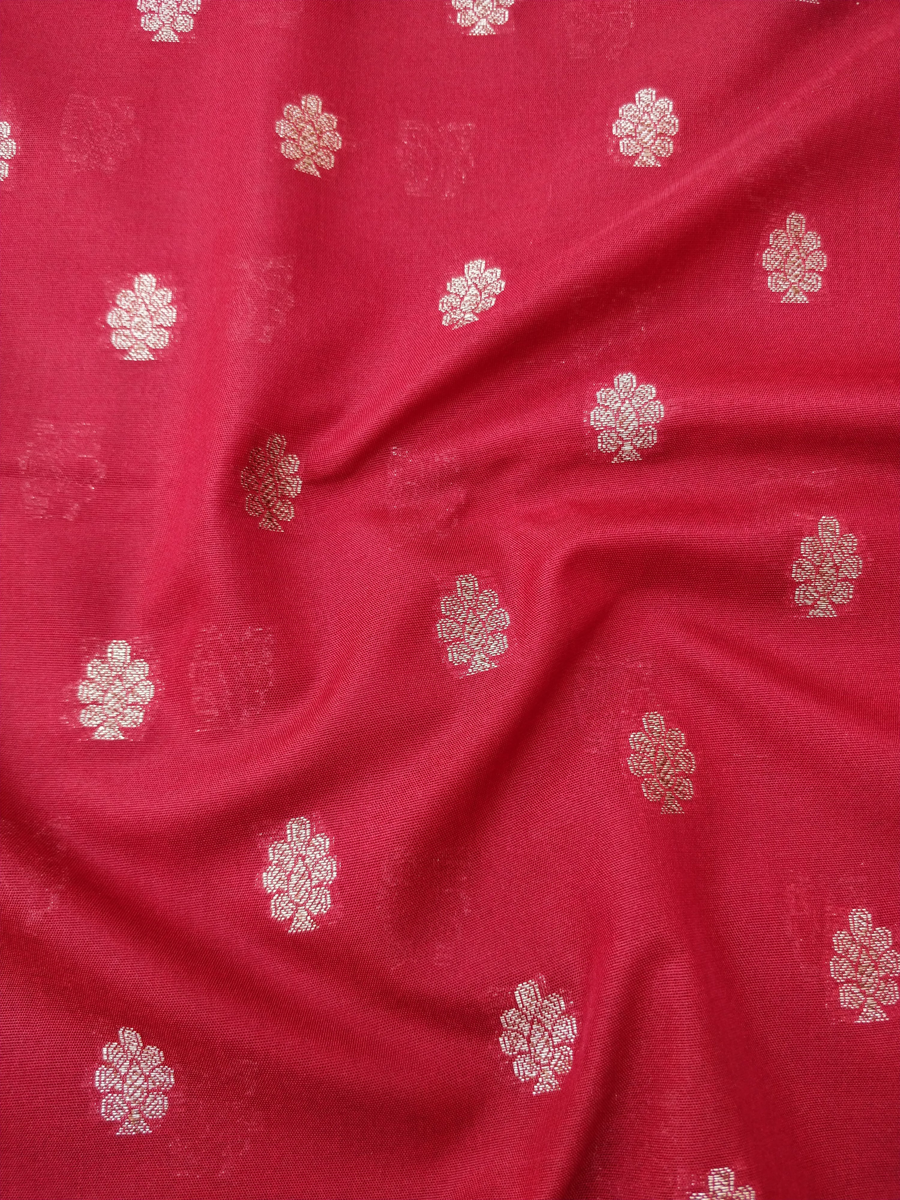 Maroon Cotton Silk Banarasi Unstitched Suit Set