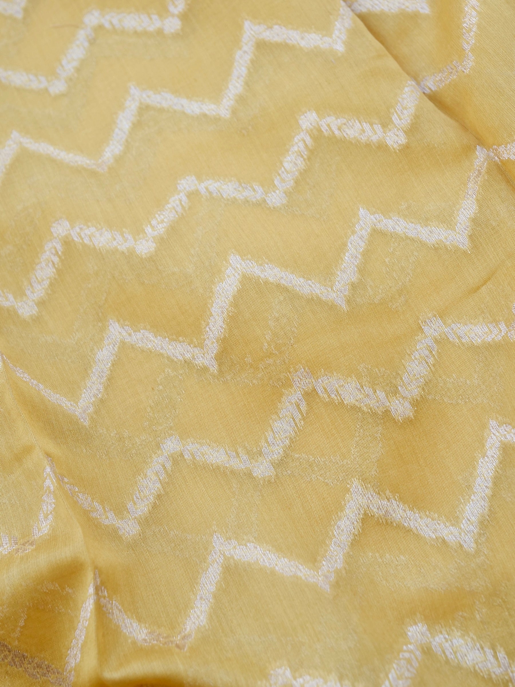 Yellow Cotton Unstitched Banarasi Suit Set