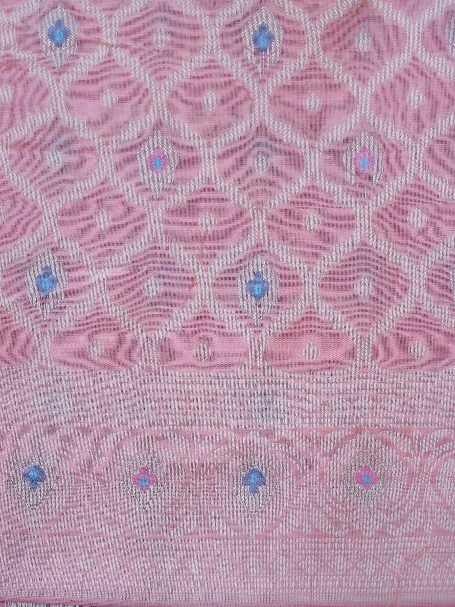 Pink Banarasi Cotton Silk Unstitched Suit Set