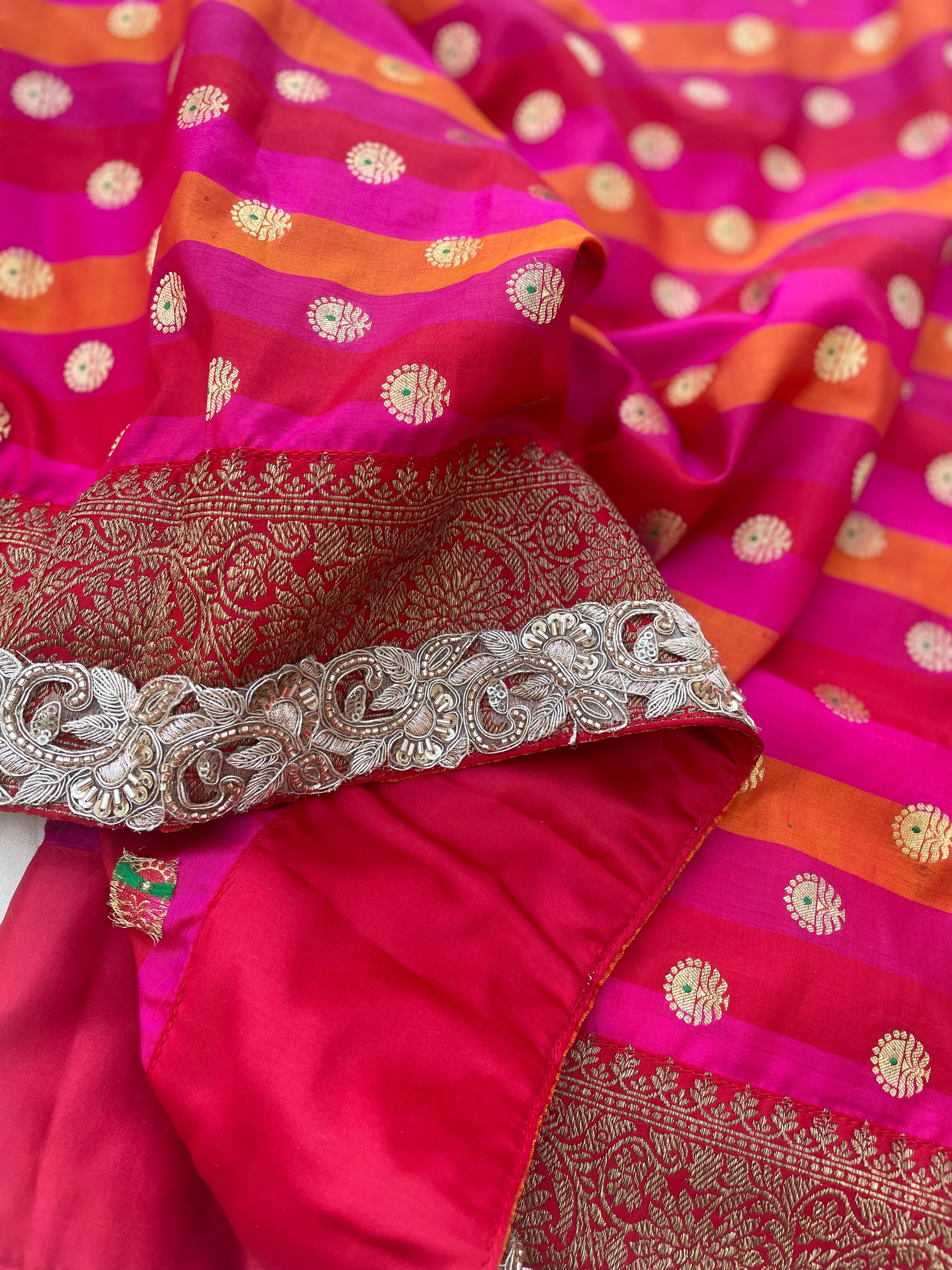 Rangkaat Handwoven Kataan Silk Banarasi Saree with Embellished Border