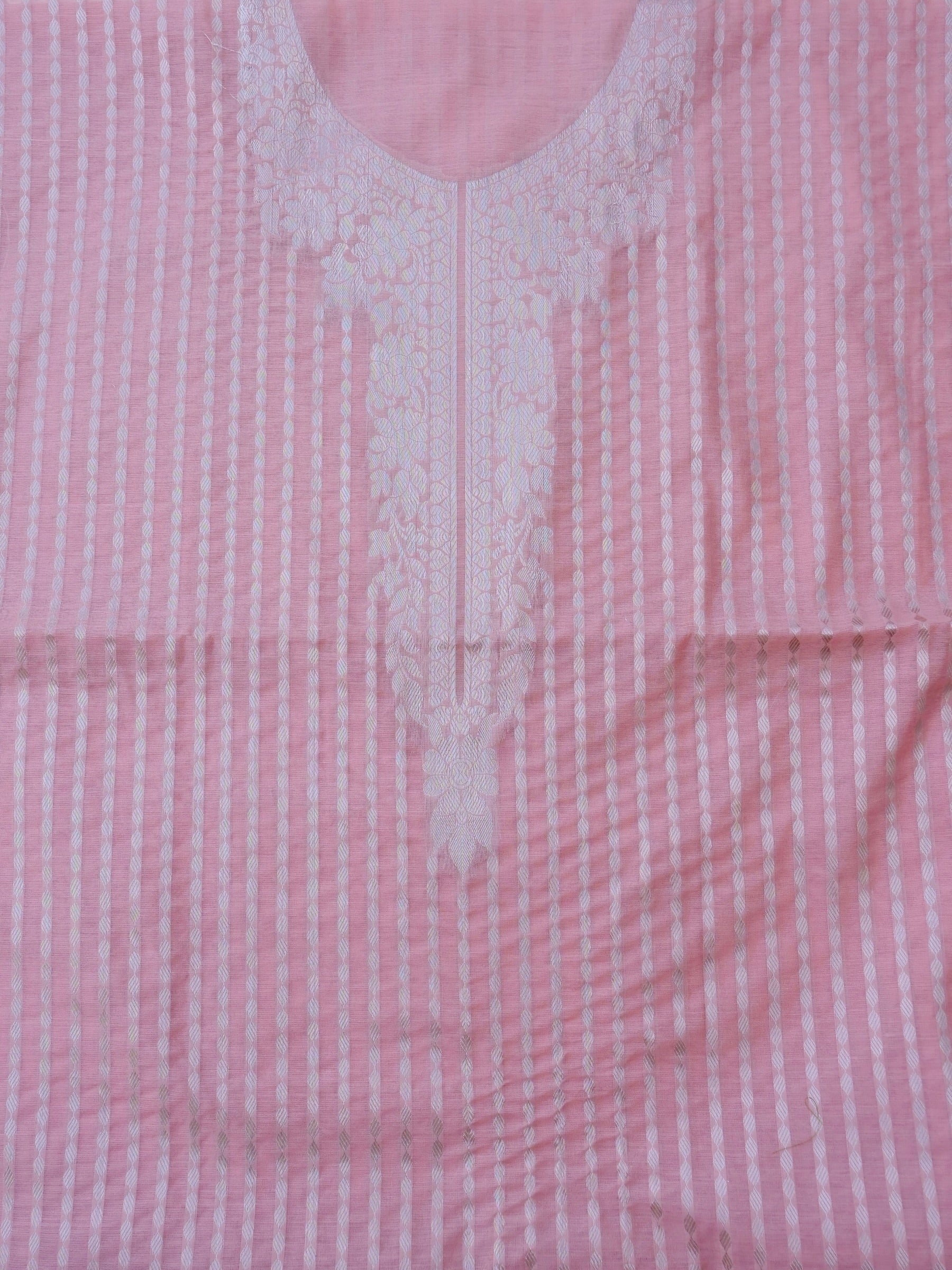 Pink Banarasi Cotton Unstitched Suit Set