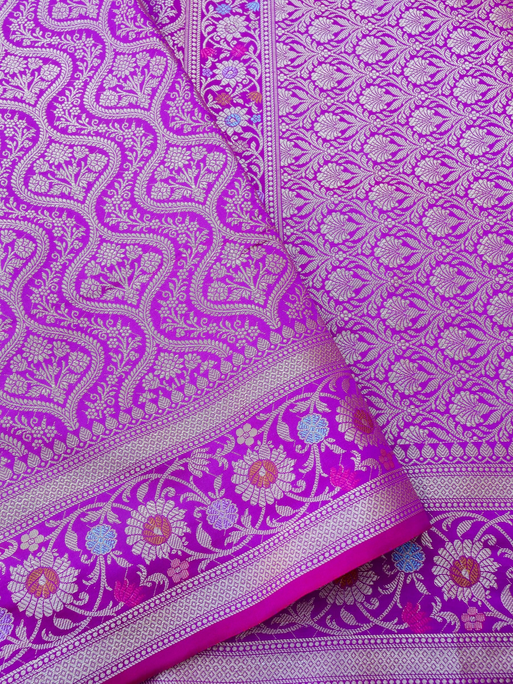 Purple Kataan Silk Meena Jangla Banarasi Saree