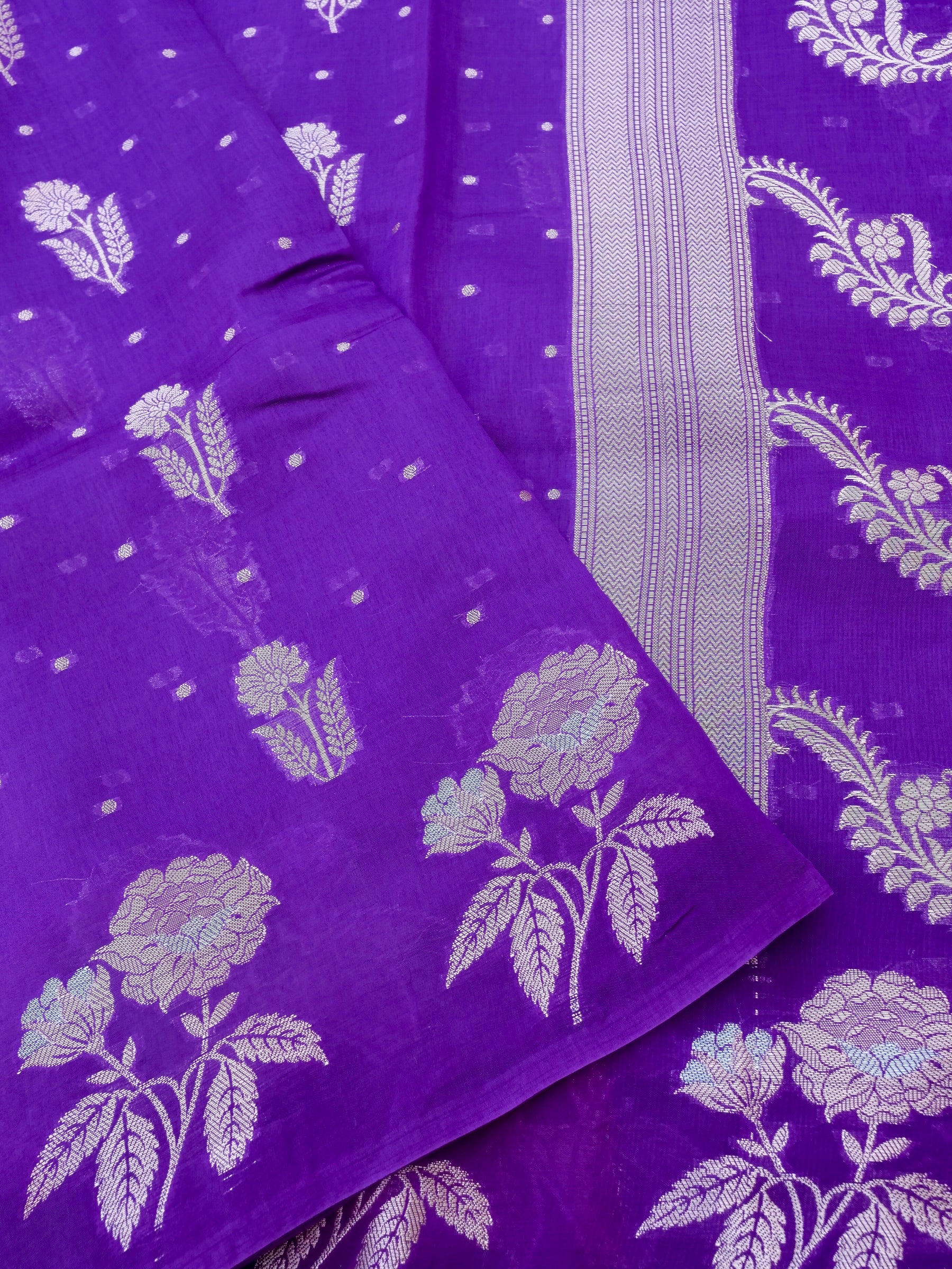 Purple Chiniya Blended Silk Banarasi Saree