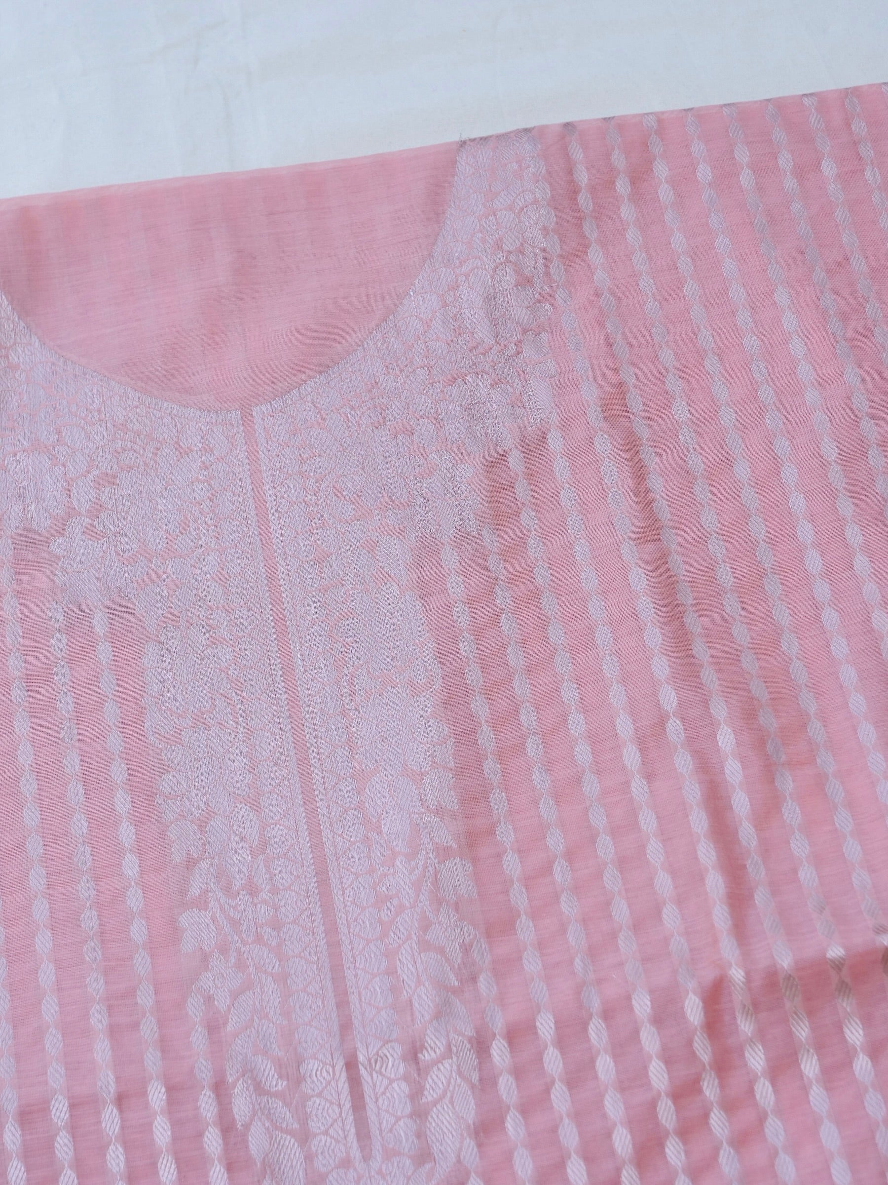 Pink Banarasi Cotton Unstitched Suit Set