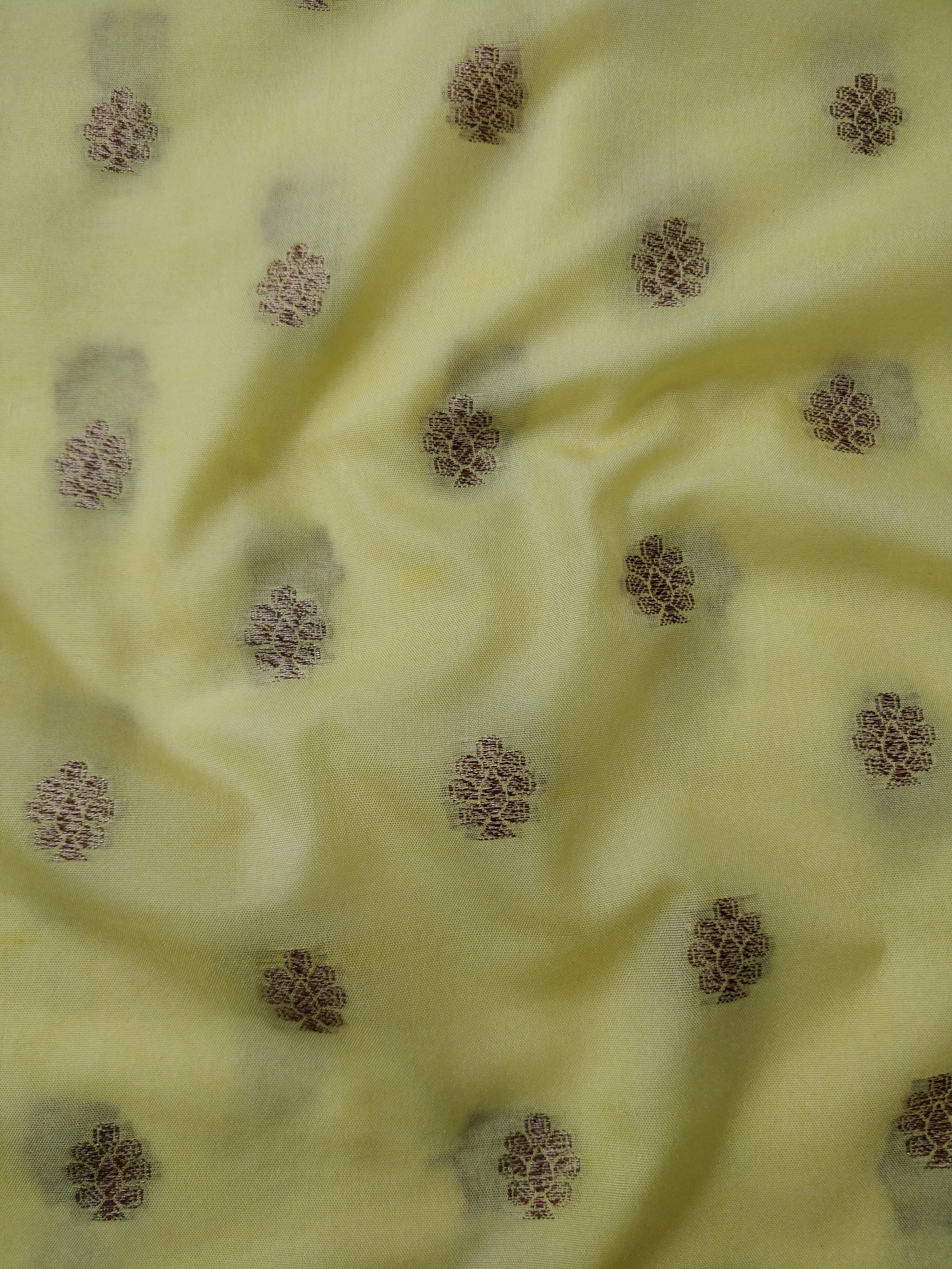 Lemon Yellow Cotton Banarasi Unstitched Suit Set
