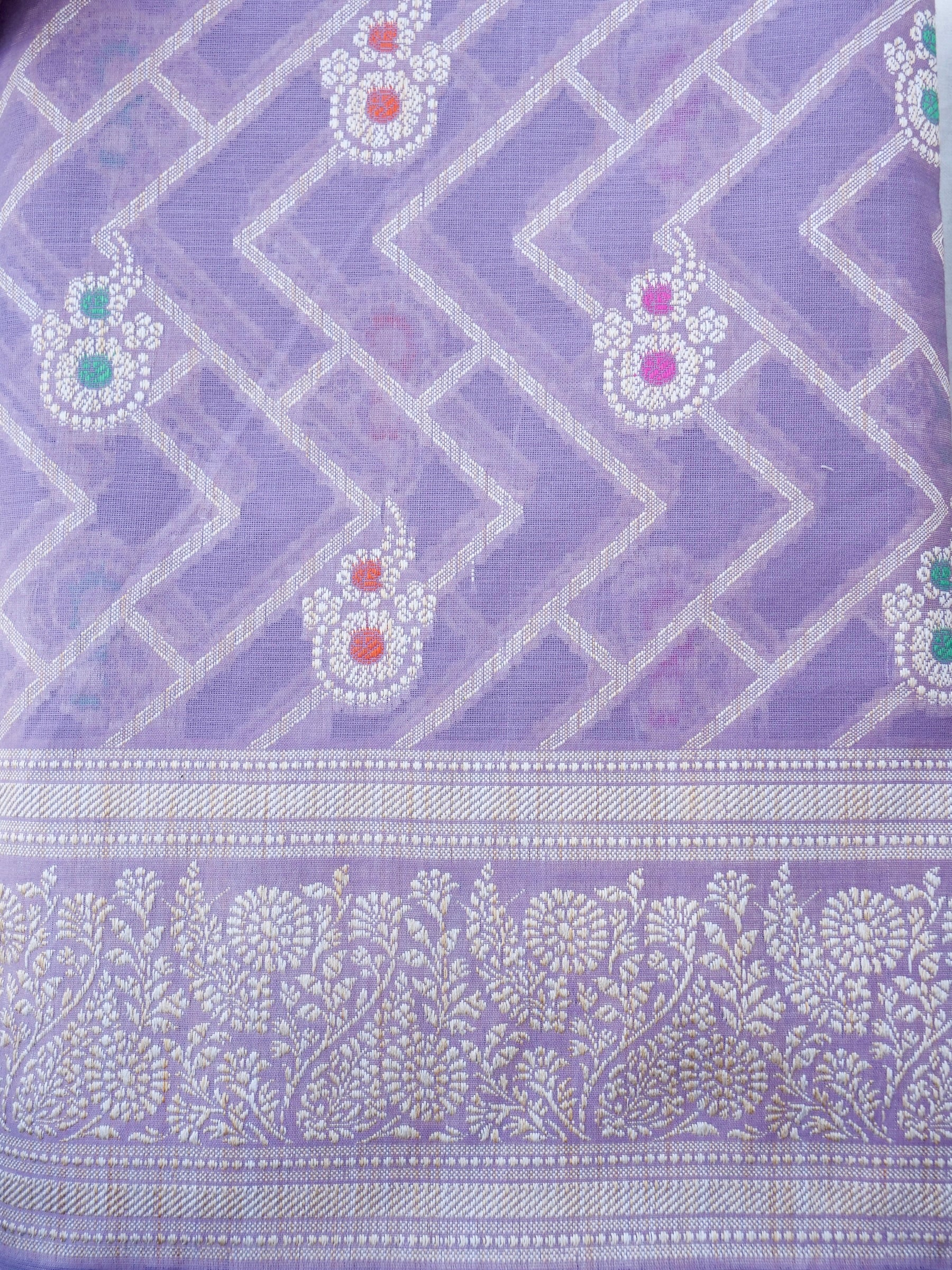 Purple Banarasi Cotton Unstitched Suit Set