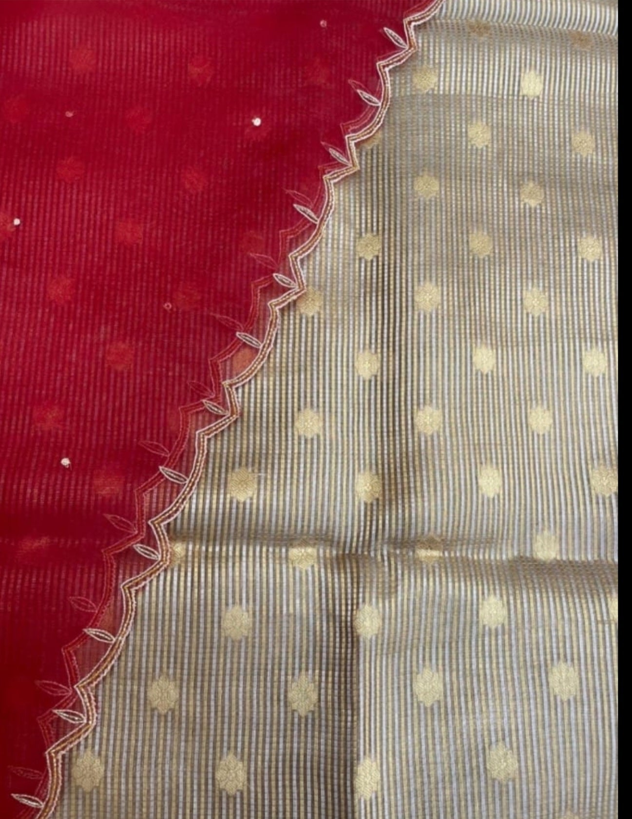 Golden Beige Handwoven Pure Tissue Silk Banarasi Suit Set