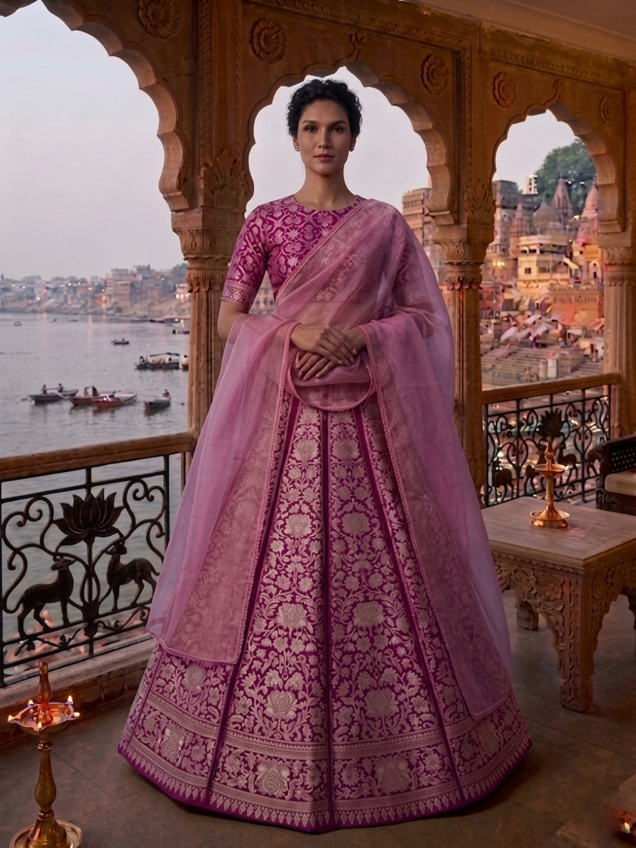Kamalini Handwoven Pure Silk Banarasi Lehenga Panels