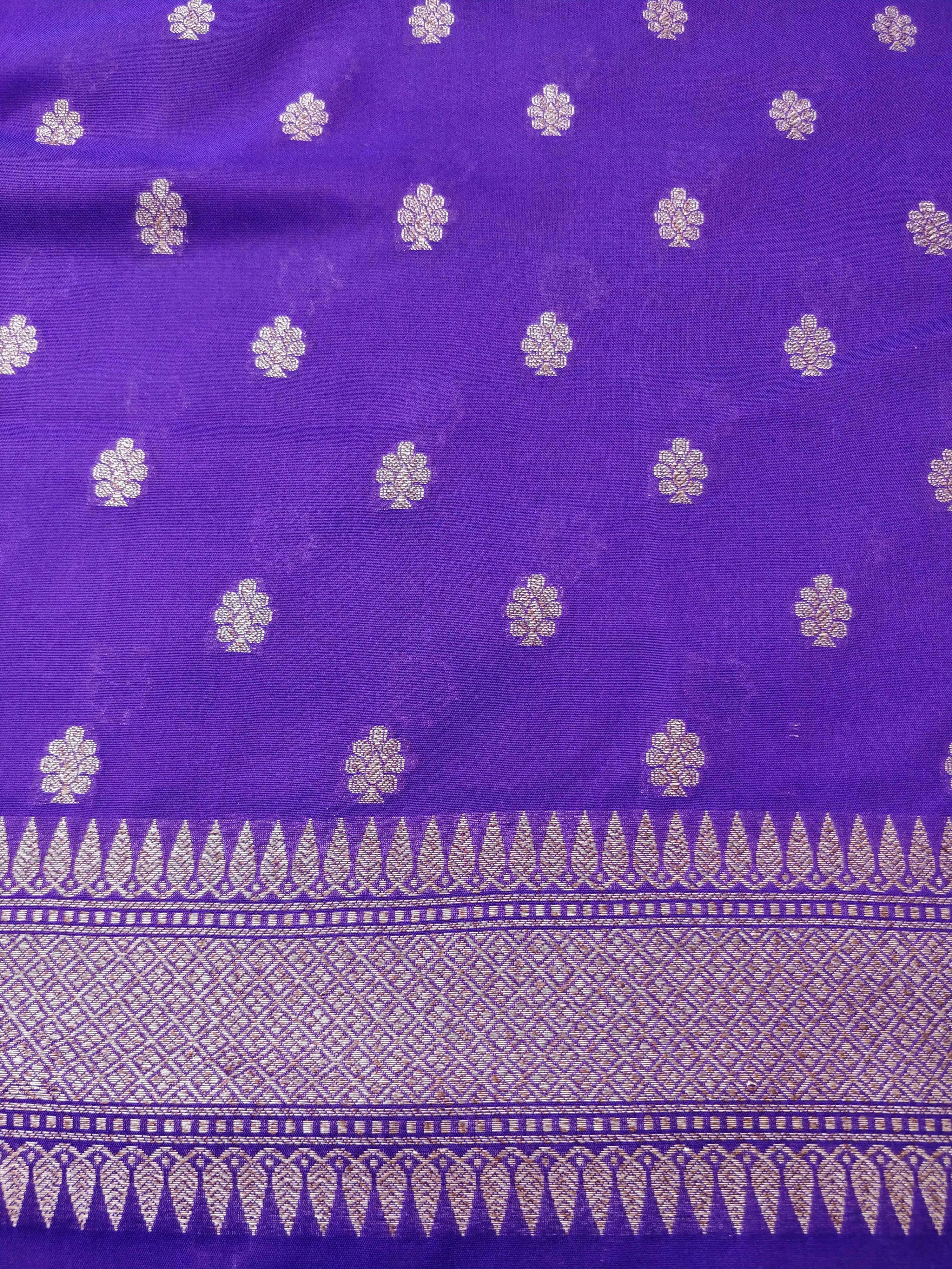 Purple Cotton Silk Unstitched Banarasi Suit Set