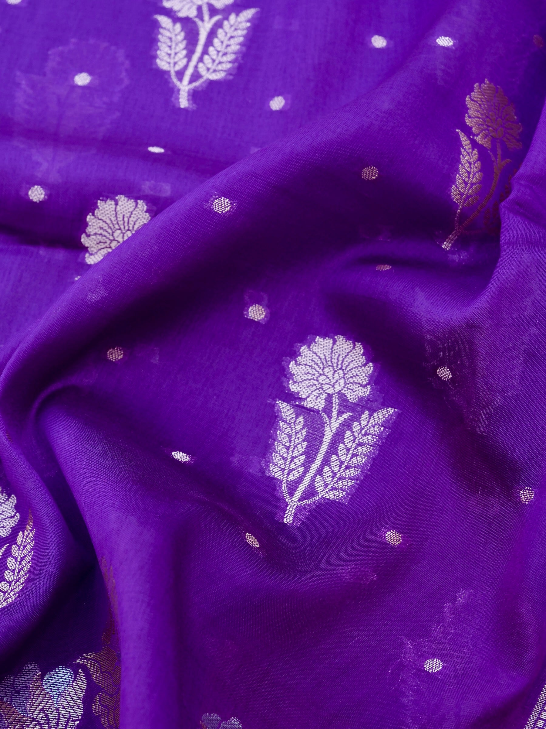 Purple Chiniya Blended Silk Banarasi Saree