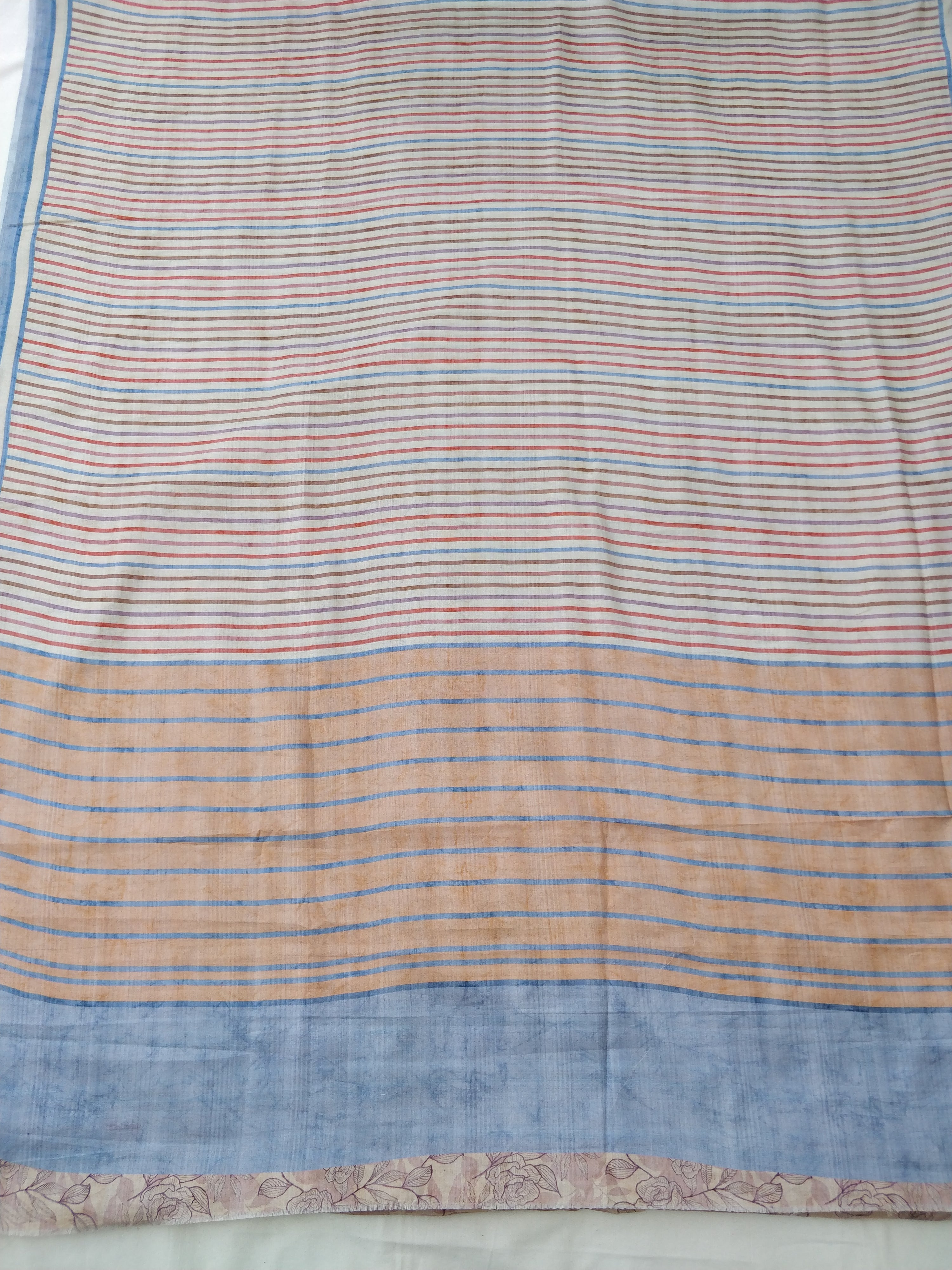 Striped Soft Crepe Silk Digital Print Banarasi Saree