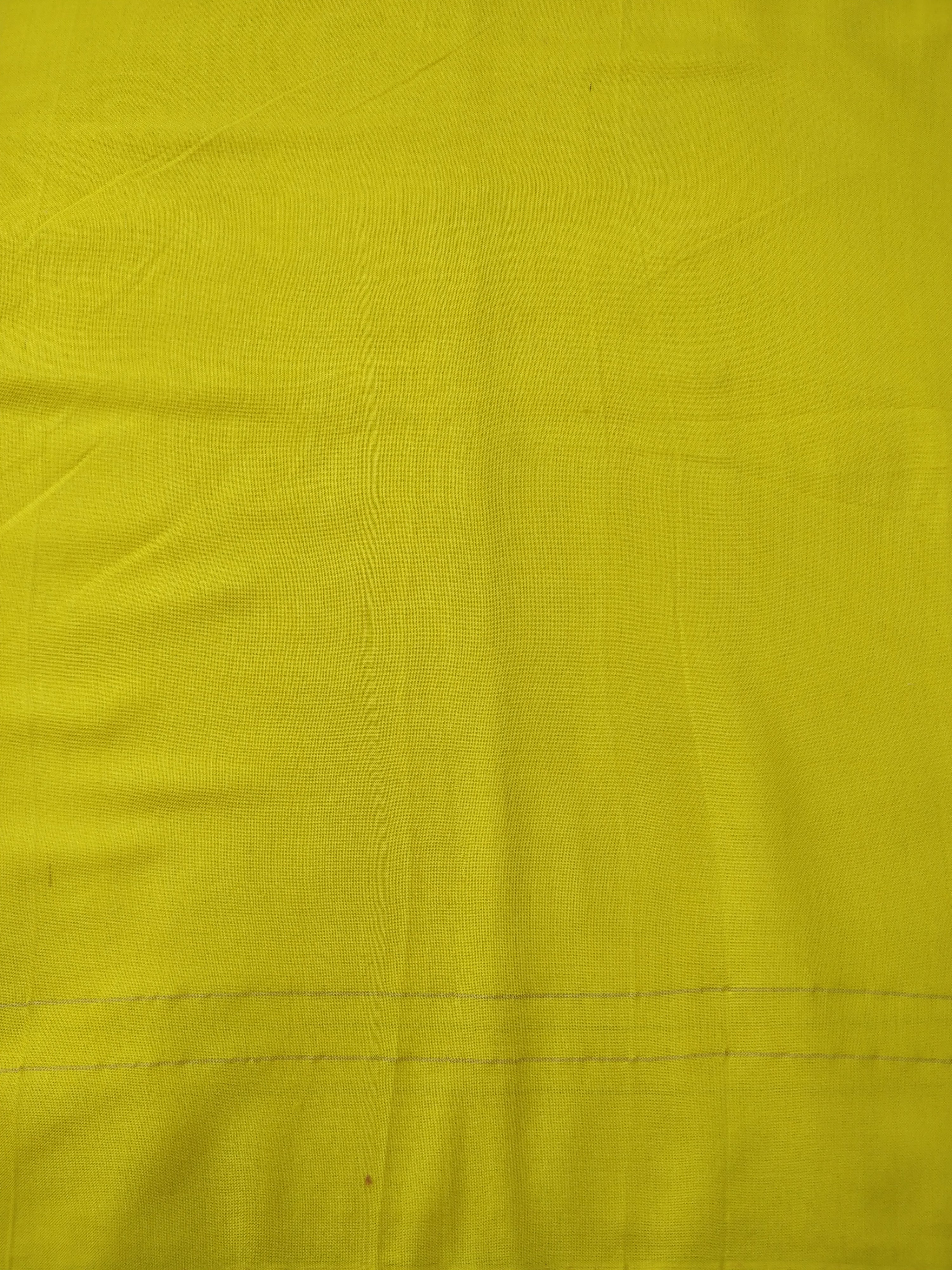 1.15 m Yellow Handwoven Pure Cotton Silk Fabric