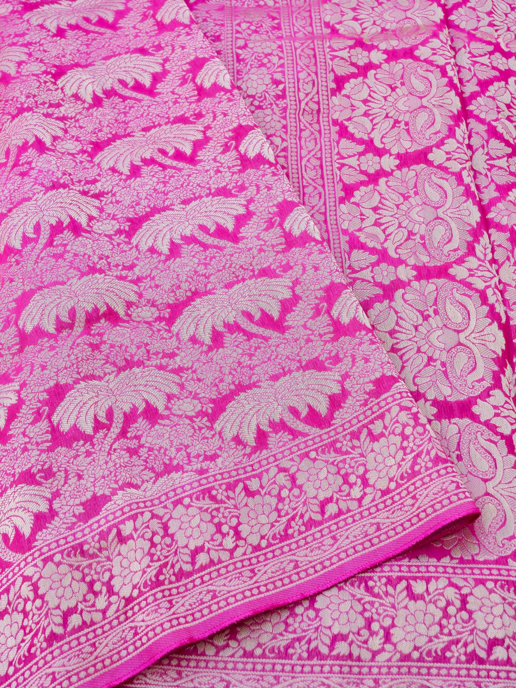 Pink Georgette Silk Jangla Banarasi Saree