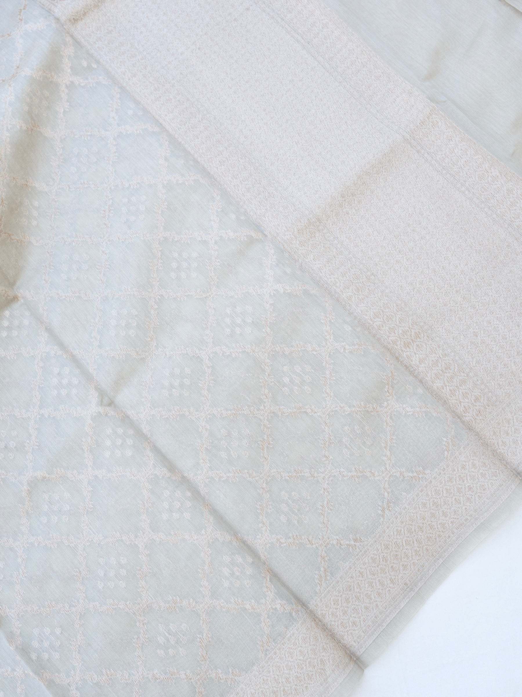 Beige Cotton Unstitched Banarasi Suit Set