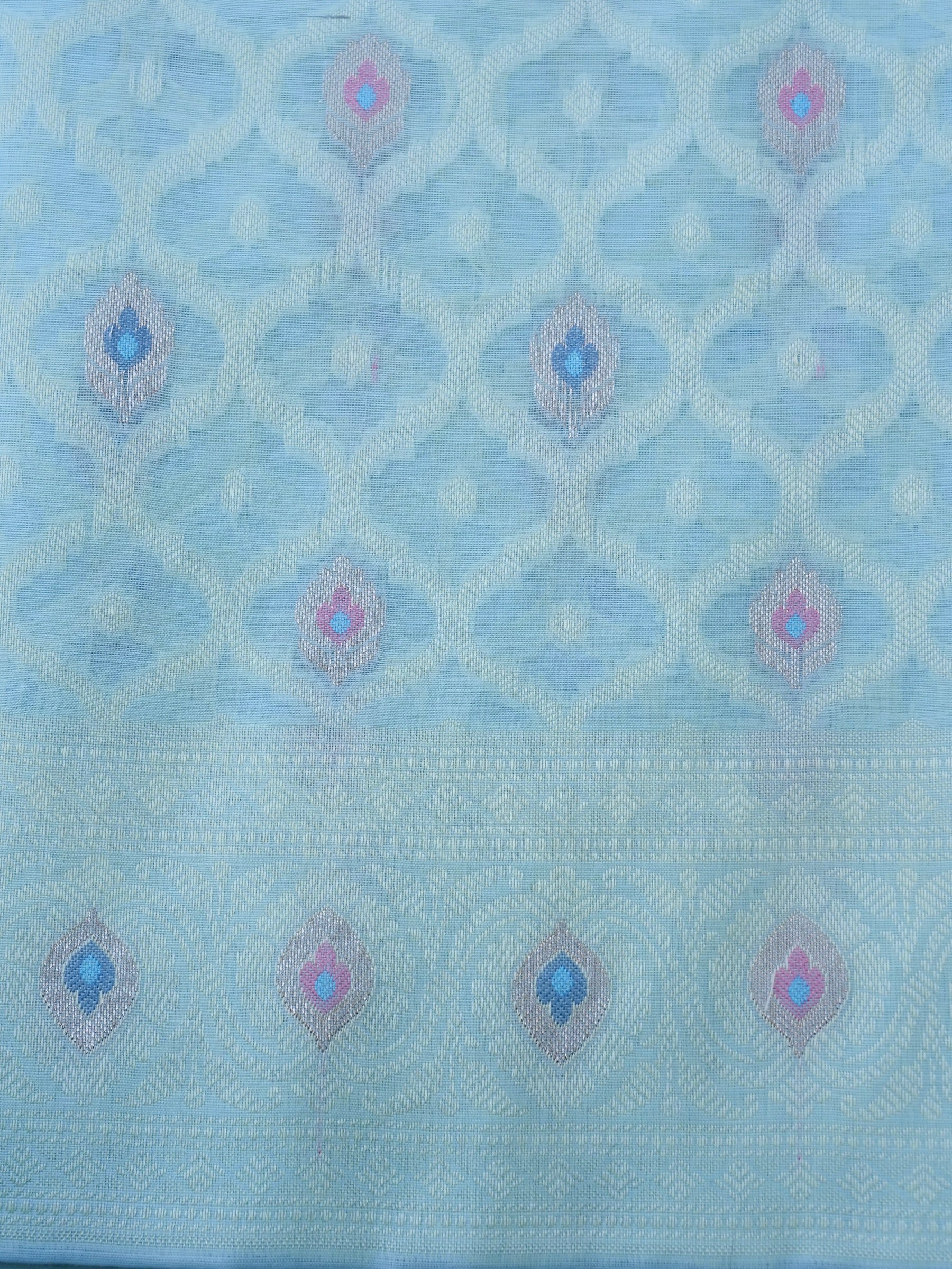 Green Banarasi Cotton Silk Unstitched Suit Set