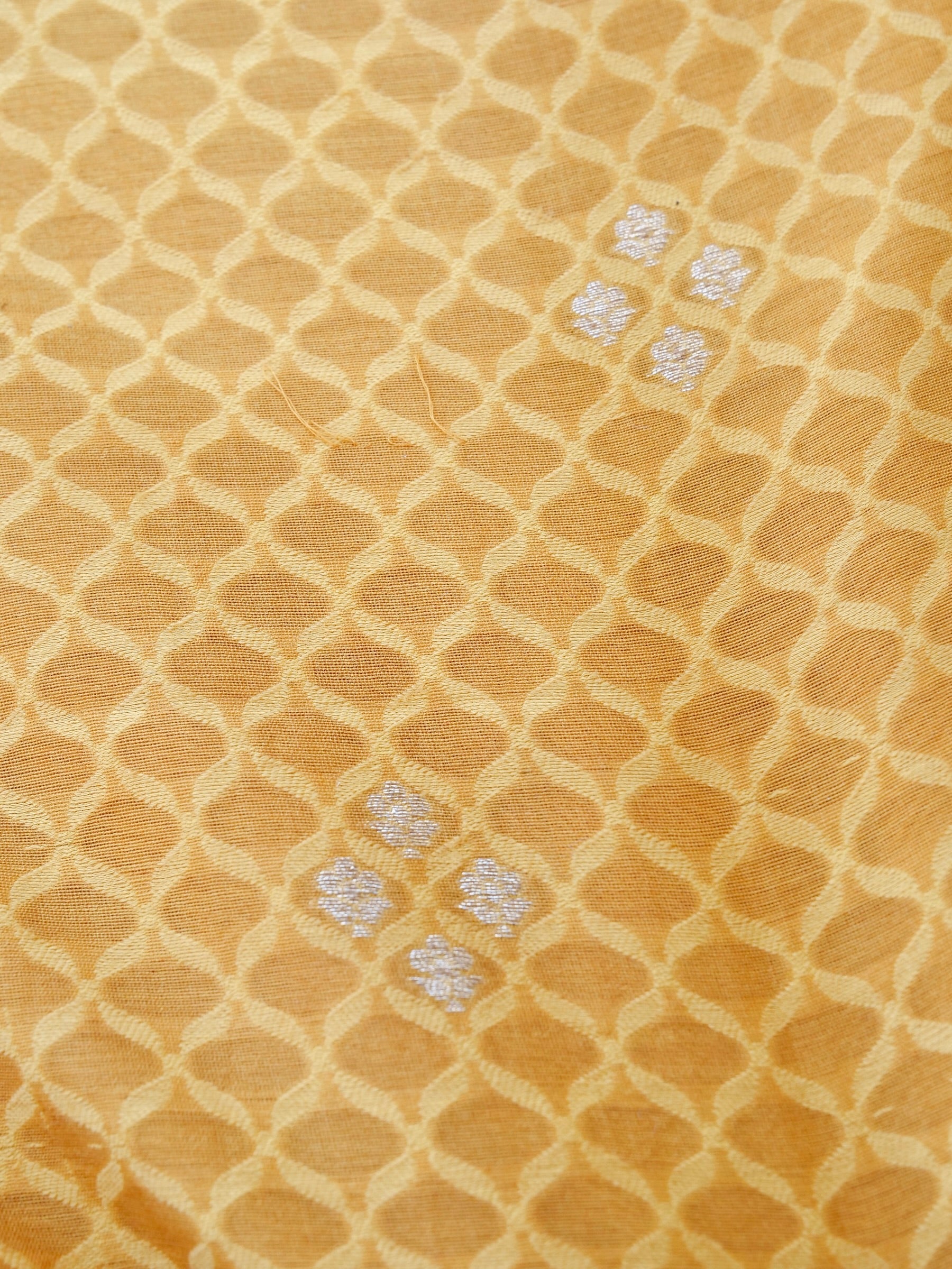 Mustard Cotton Unstitched Banarasi Suit Set