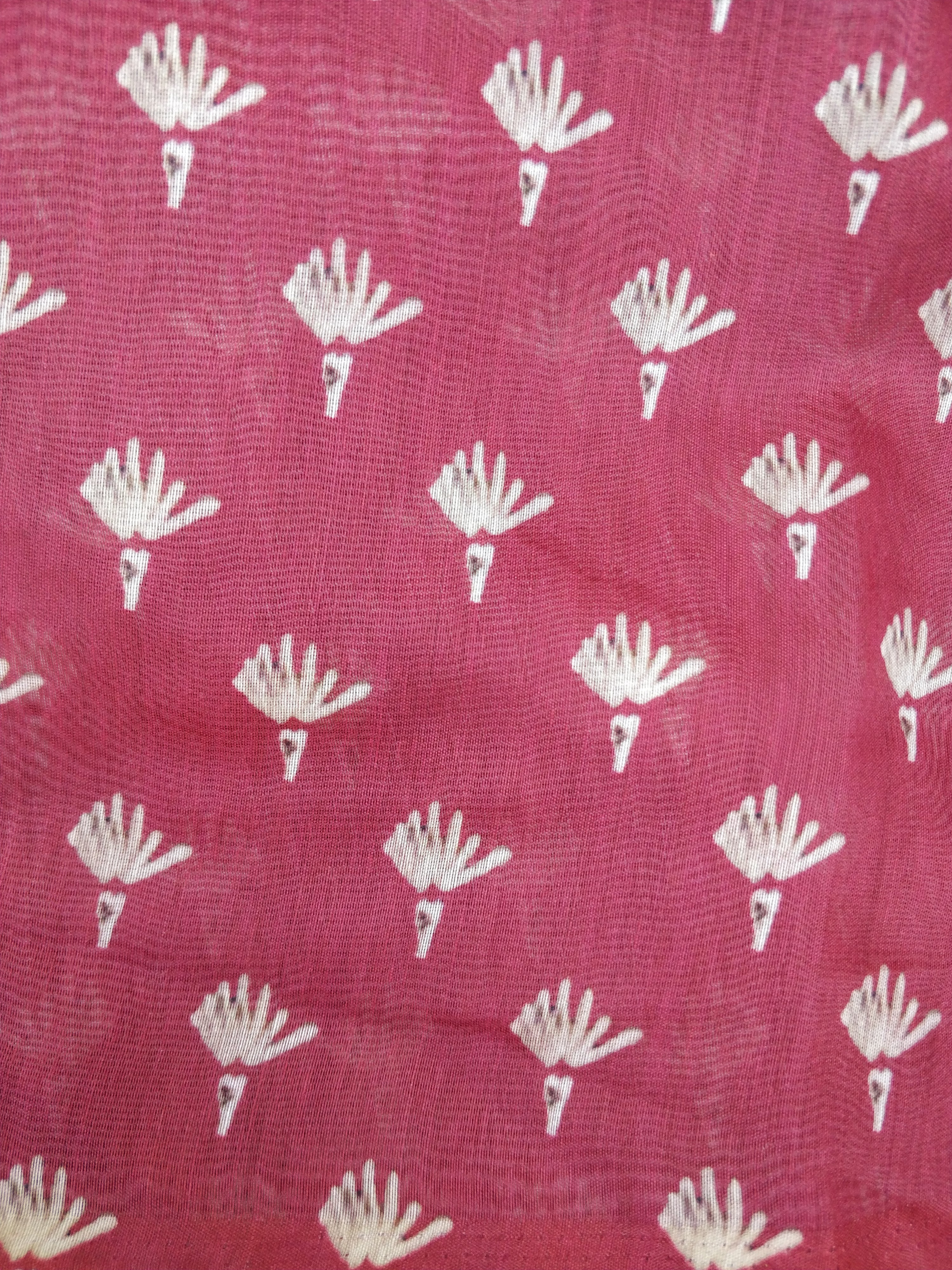 Red Mul Chanderi Silk Hand Embroidery Saree