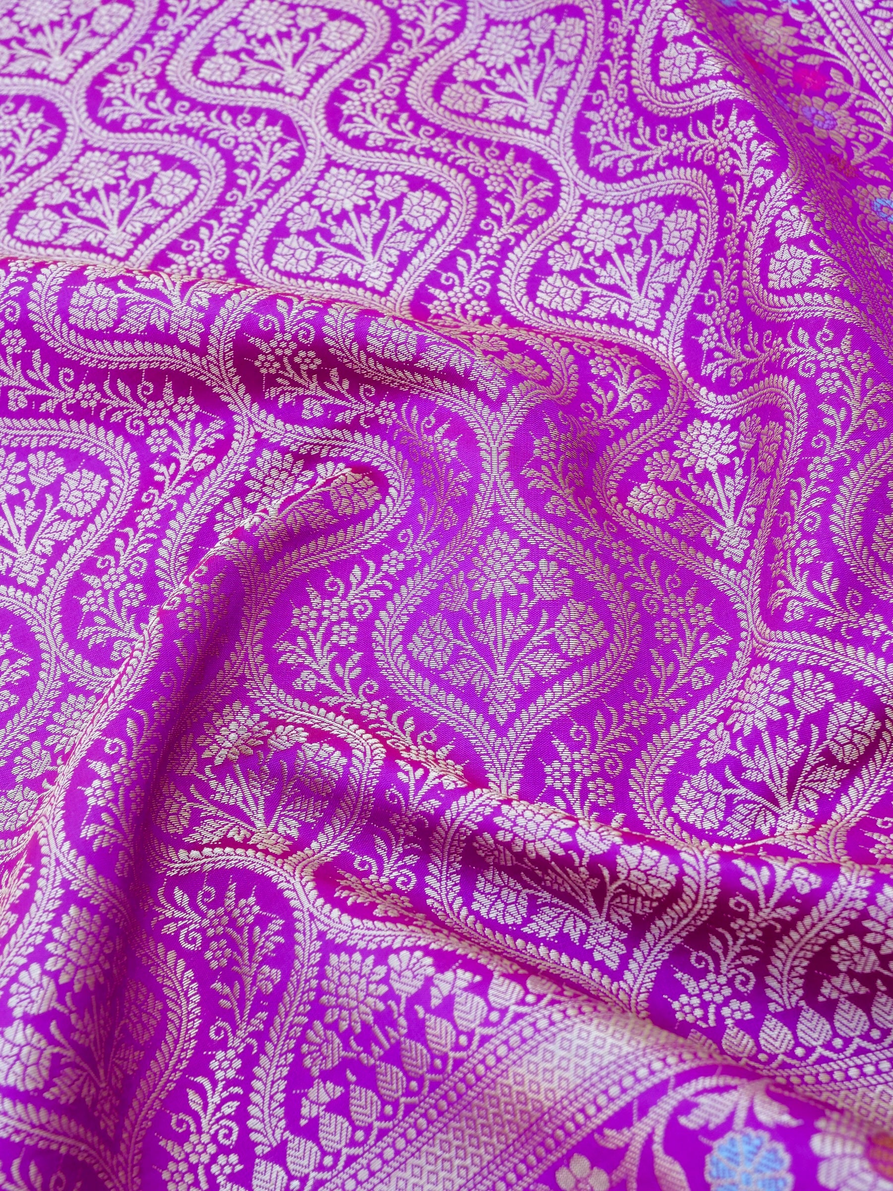 Purple Kataan Silk Meena Jangla Banarasi Saree