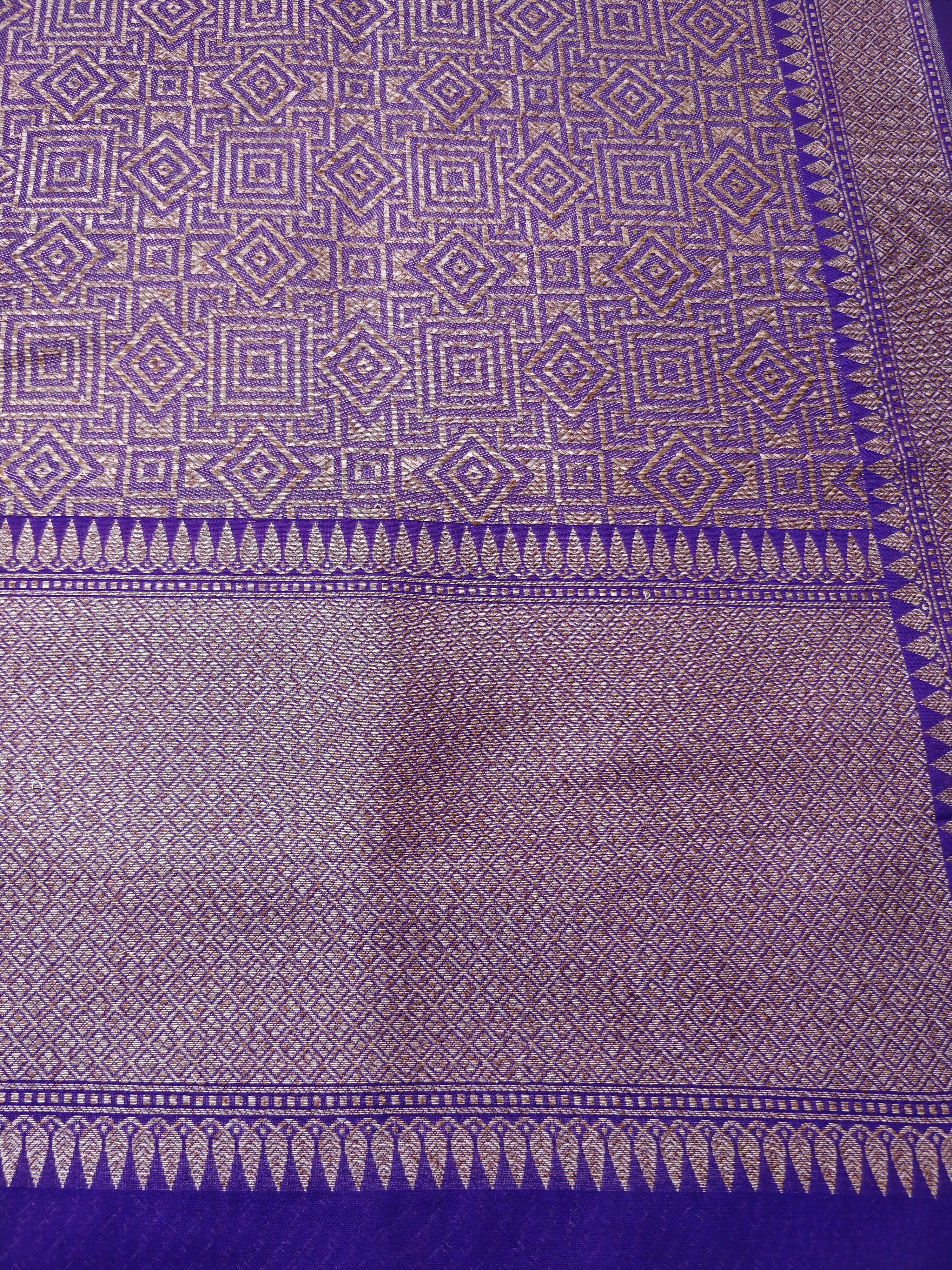 Purple Cotton Silk Unstitched Banarasi Suit Set