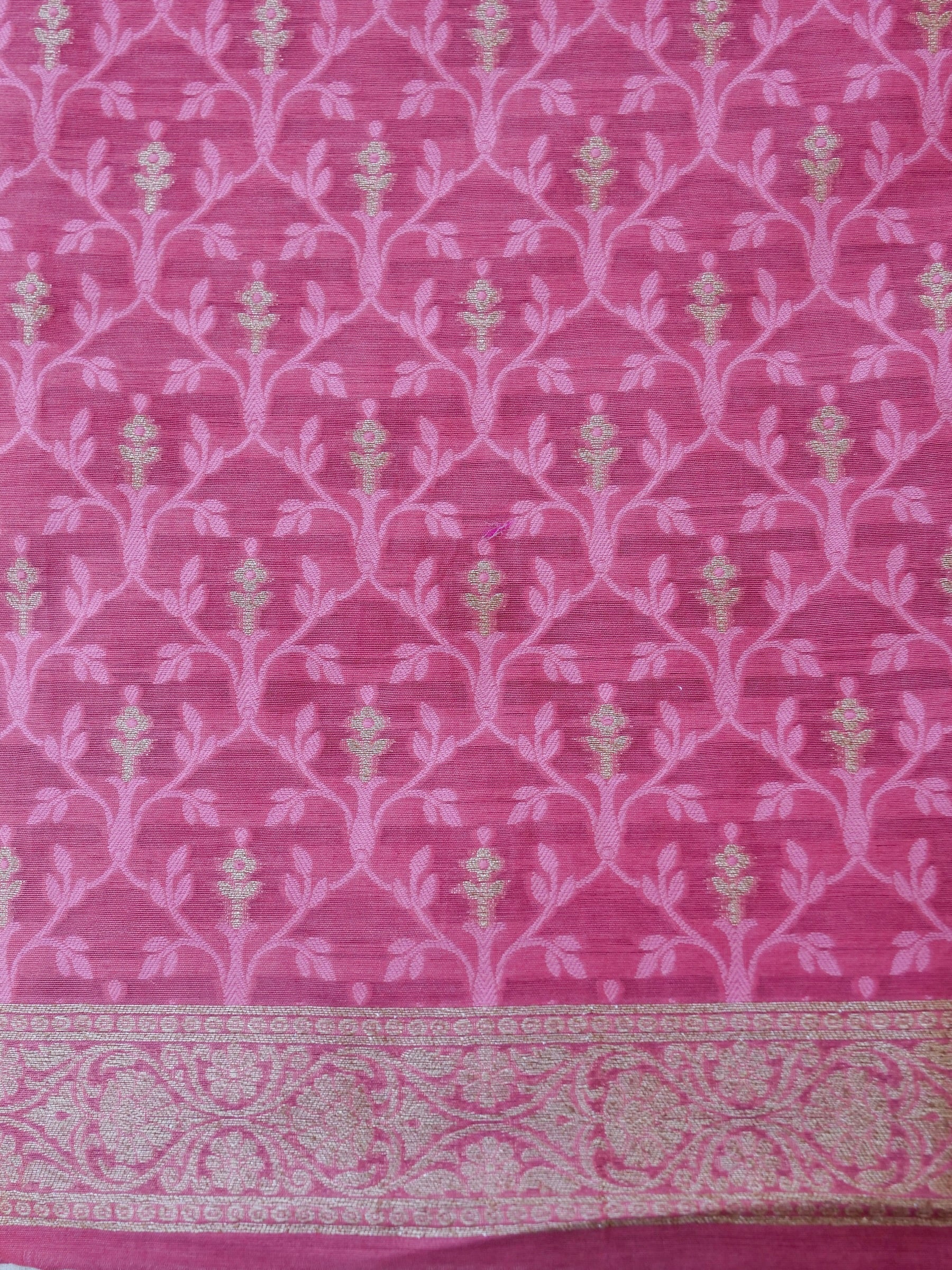 Pink Cotton Unstitched Banarsi Suit Set