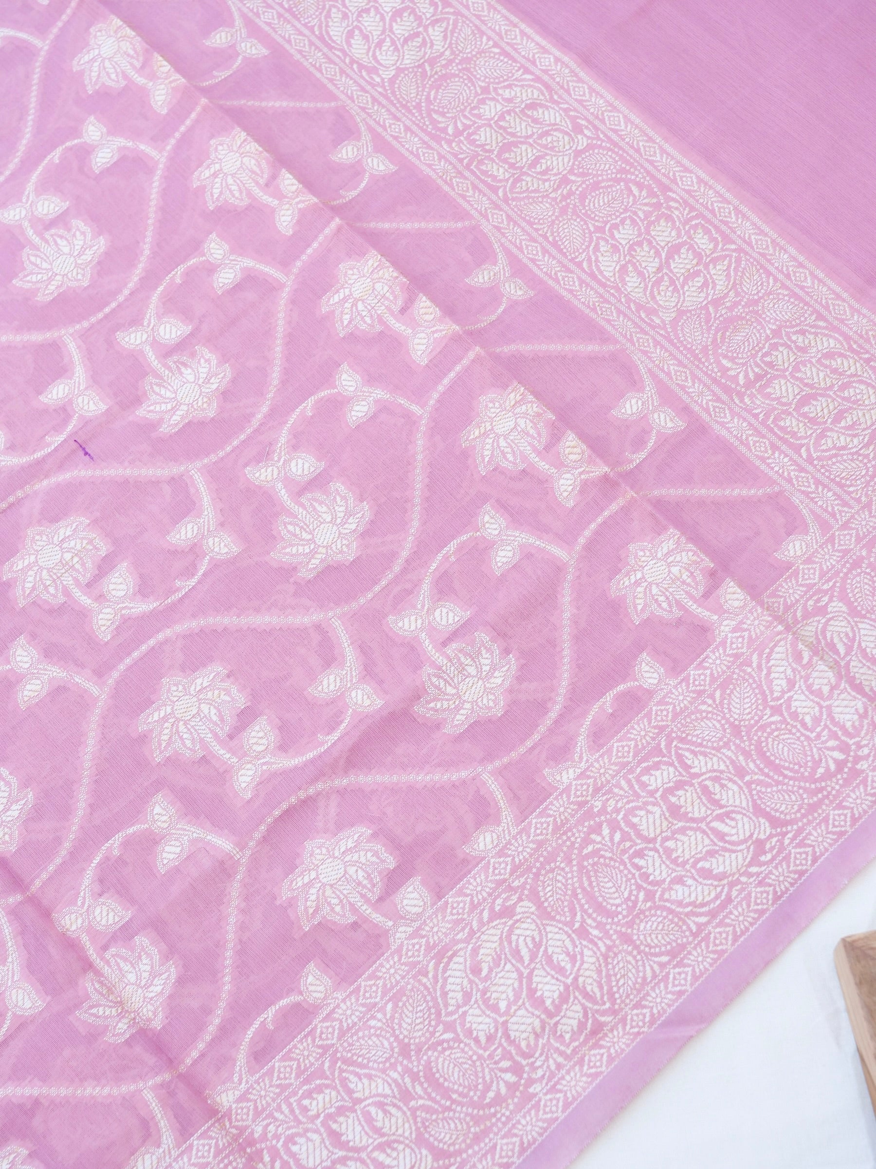 Pink Banarasi Cotton Unstitched Suit Set