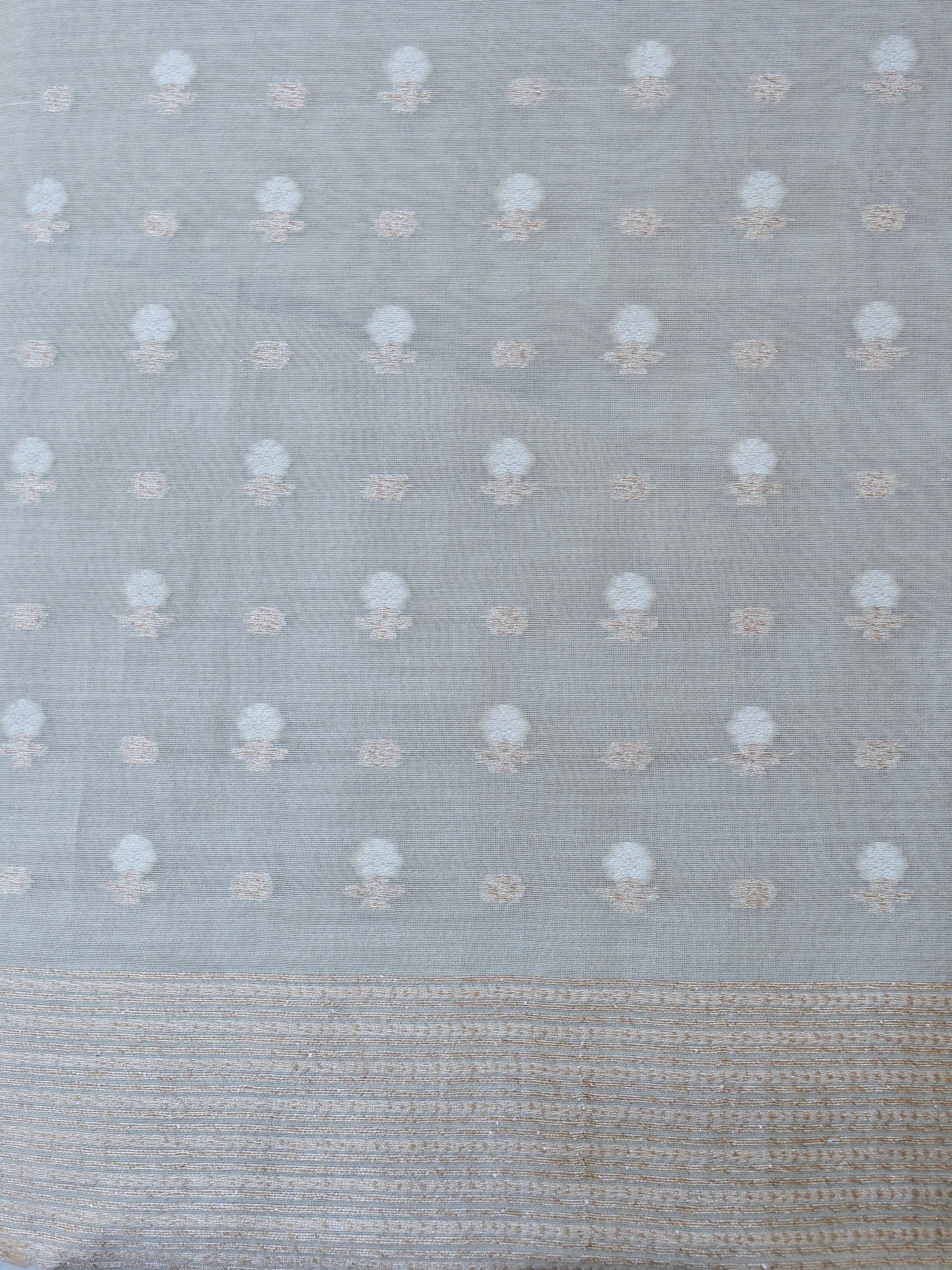 Beige Cotton Unstitched Banarasi Suit Set