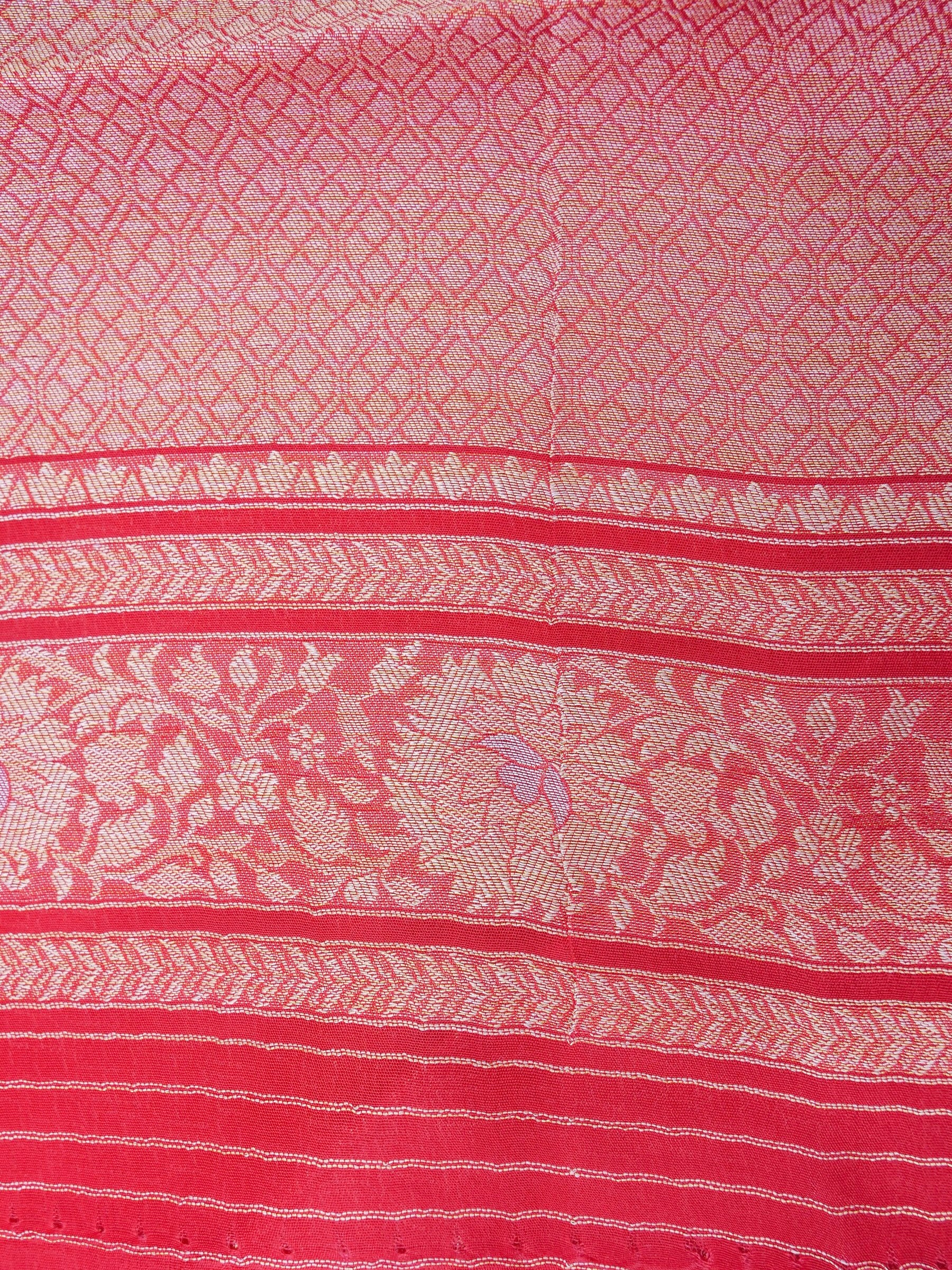 Red Silk Tissue Jangla Banarasi Saree
