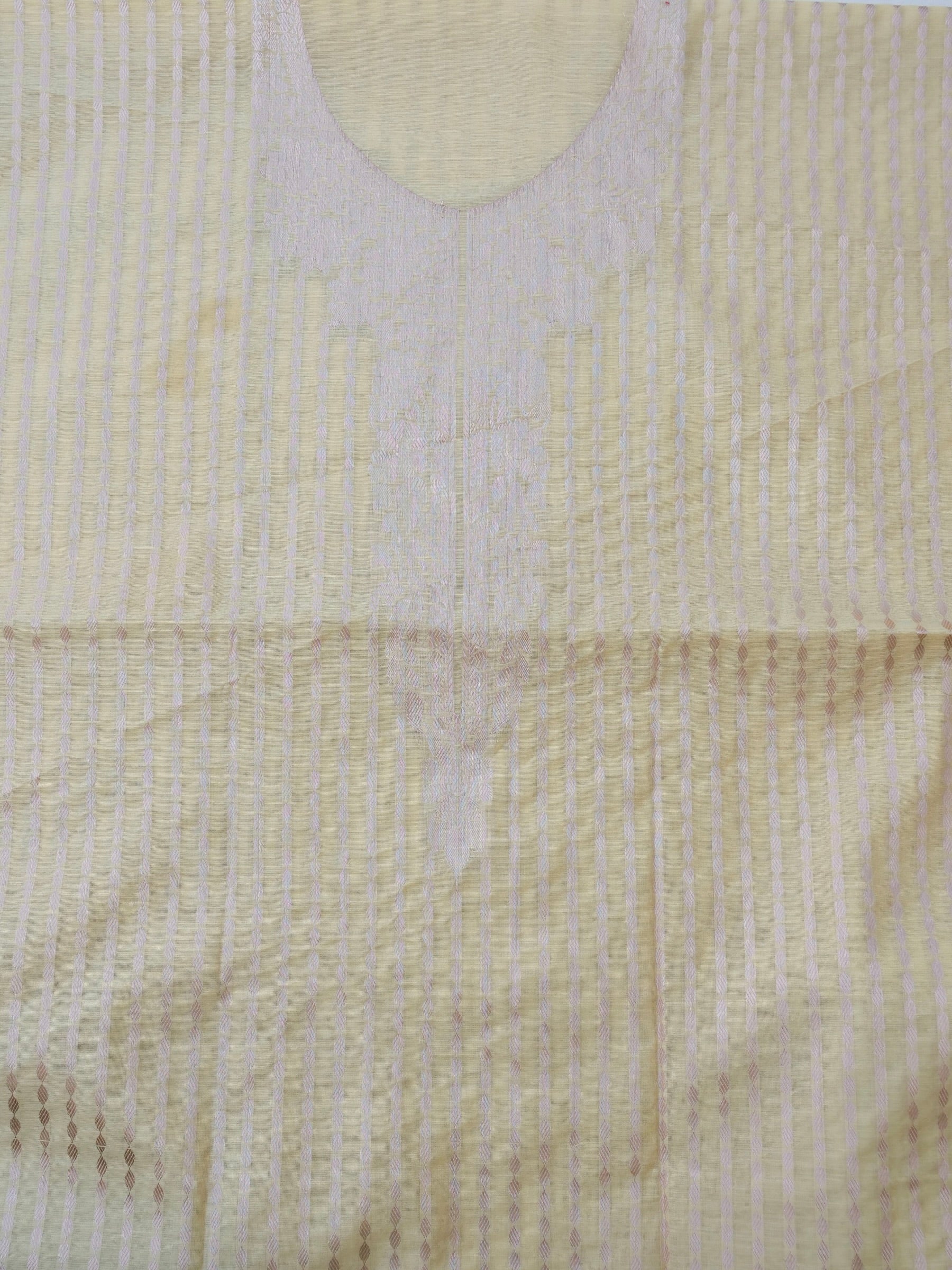 Yellow Banarasi Cotton Unstitched Suit Set