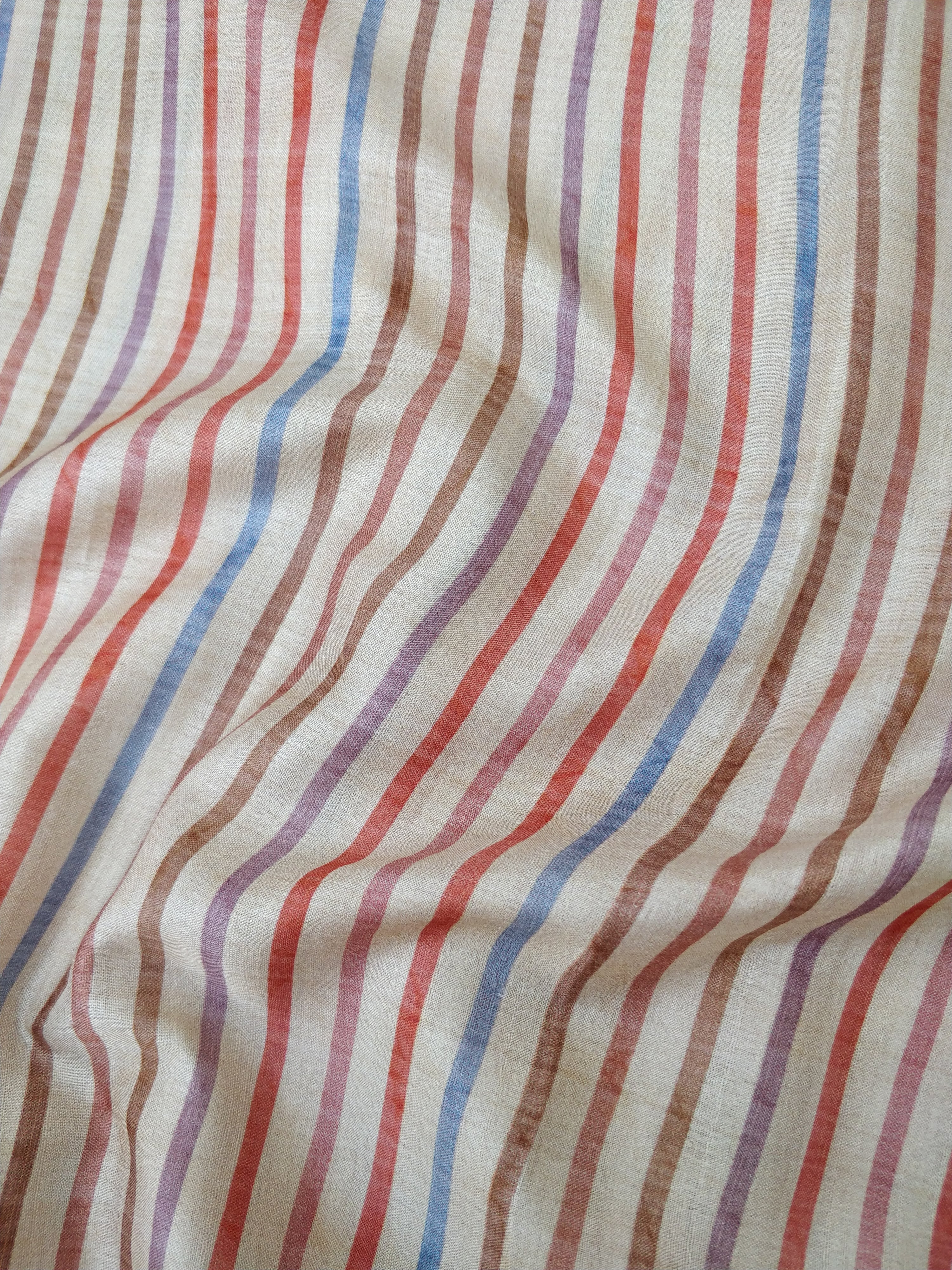 Striped Soft Crepe Silk Digital Print Banarasi Saree