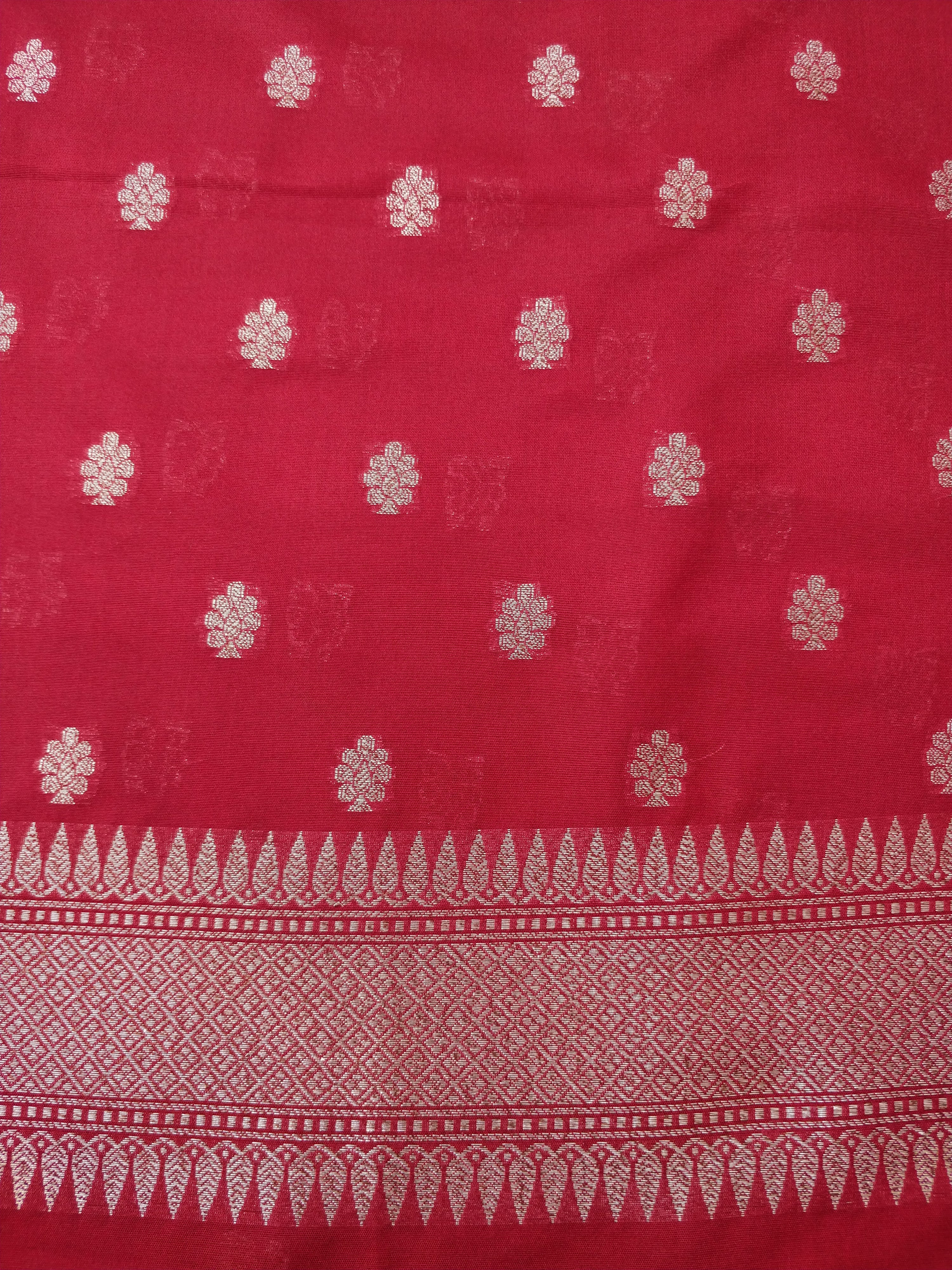 Maroon Cotton Silk Banarasi Unstitched Suit Set