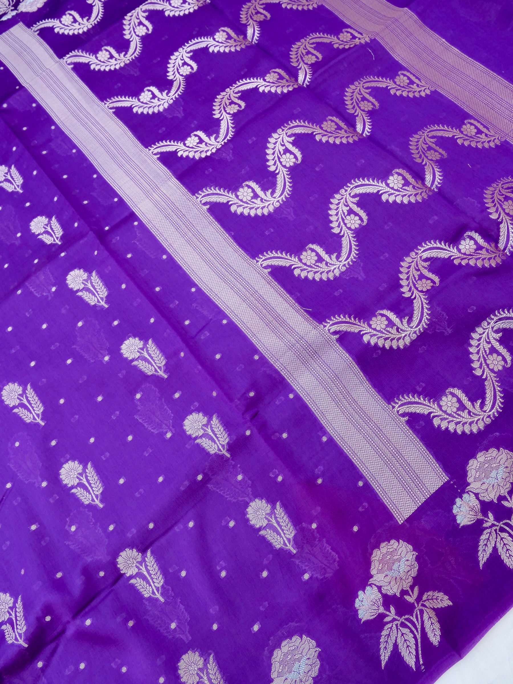 Purple Chiniya Blended Silk Banarasi Saree