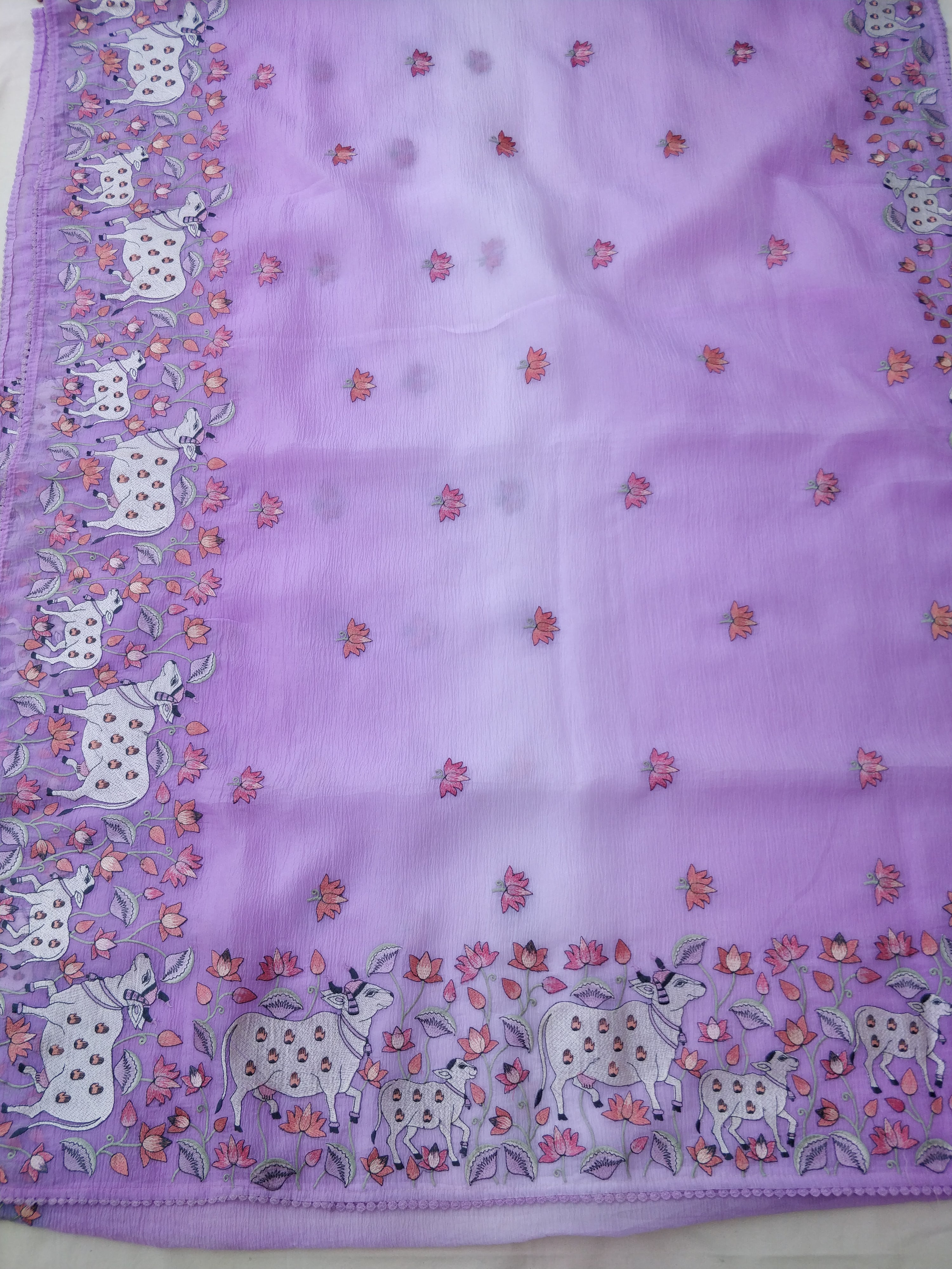 Purple Tissue Pichwai Buti Banarasi Saree With Embroidery