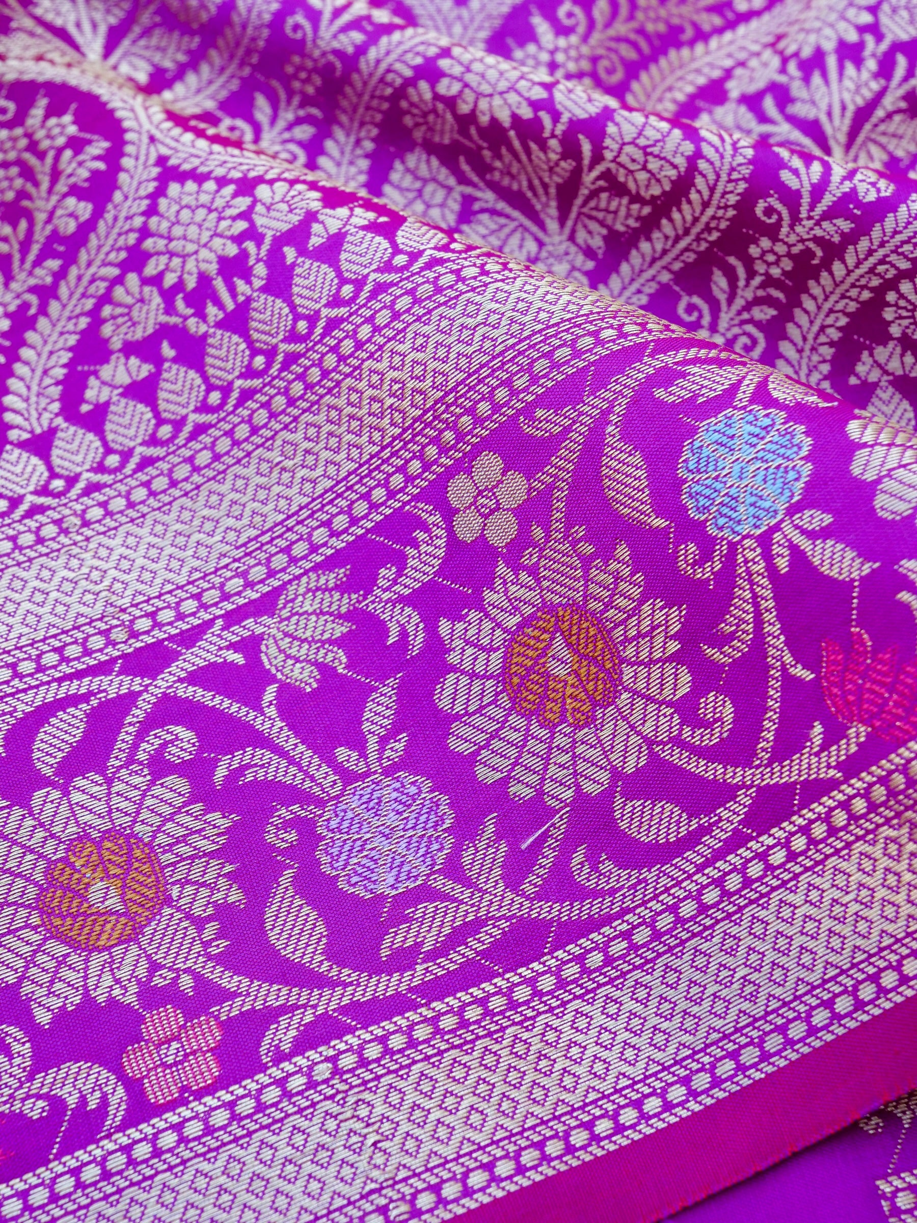 Purple Kataan Silk Meena Jangla Banarasi Saree
