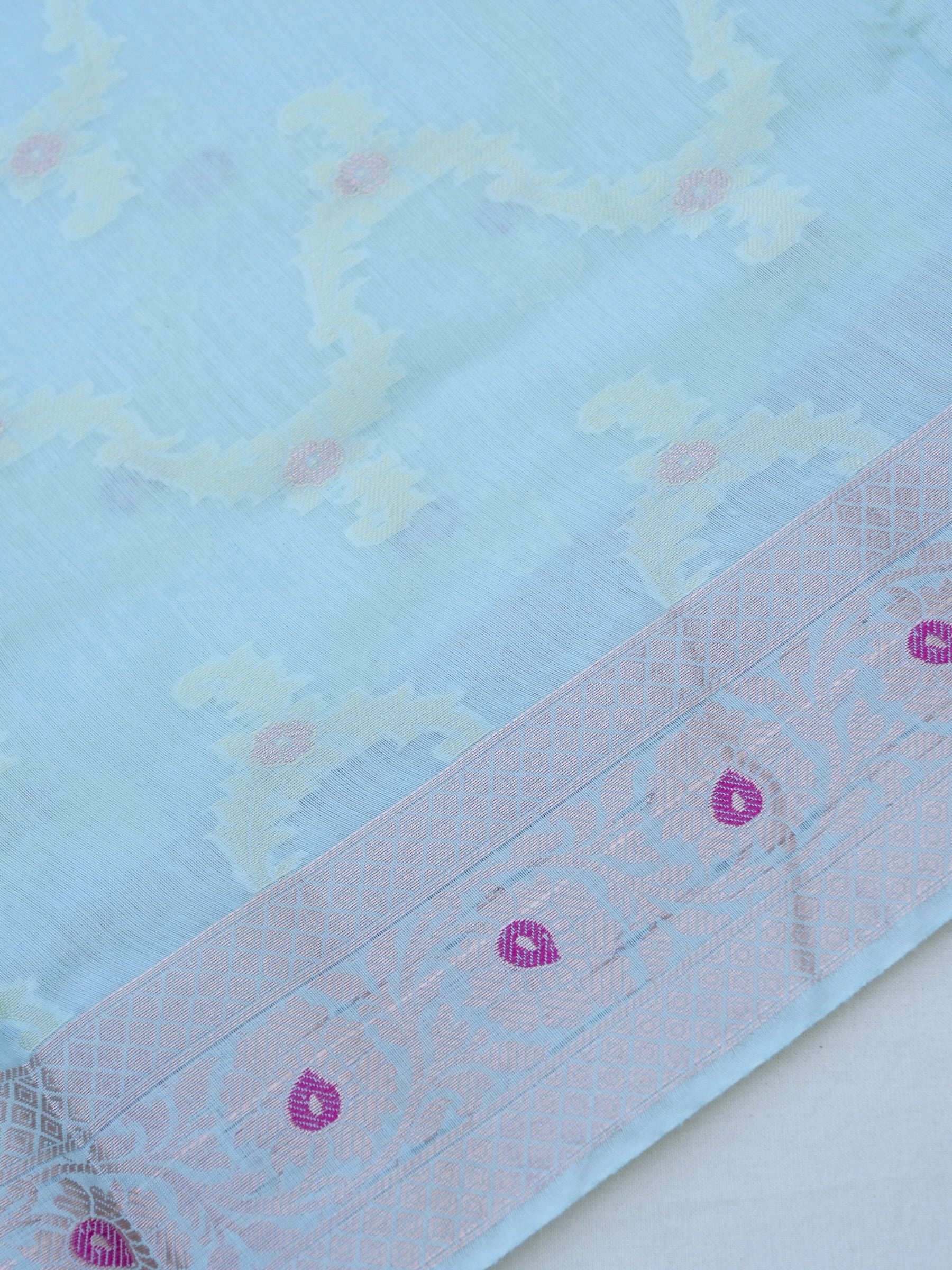 Green Banarasi Cotton Silk Unstitched Suit Set