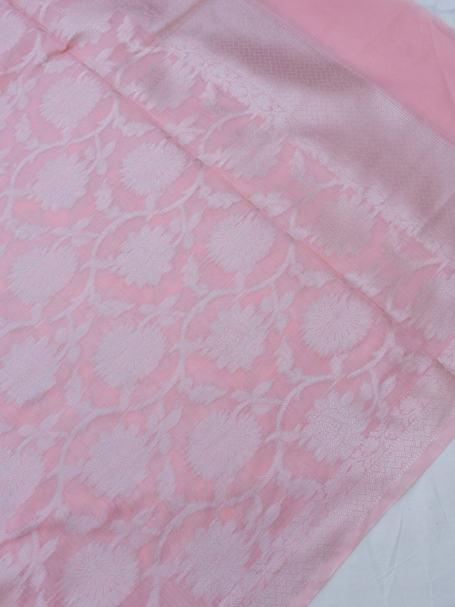 Pink Banarasi Cotton Unstitched Suit Set