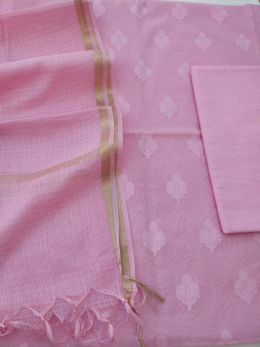 Pink Banarasi Cotton Suit Set