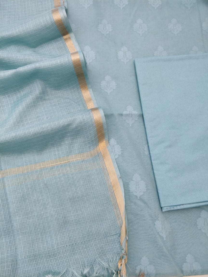 Green Banarasi Cotton Suit Set