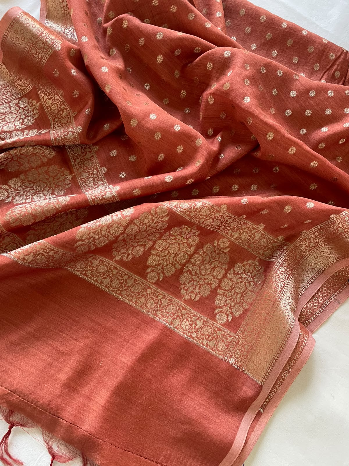 Brown Pure Munga Silk Dupatta