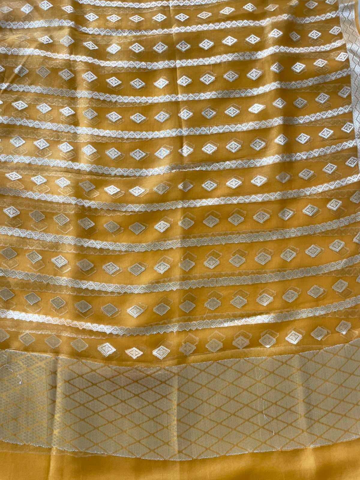 Yellow Handwoven Pure Tissue Silk Dupatta
