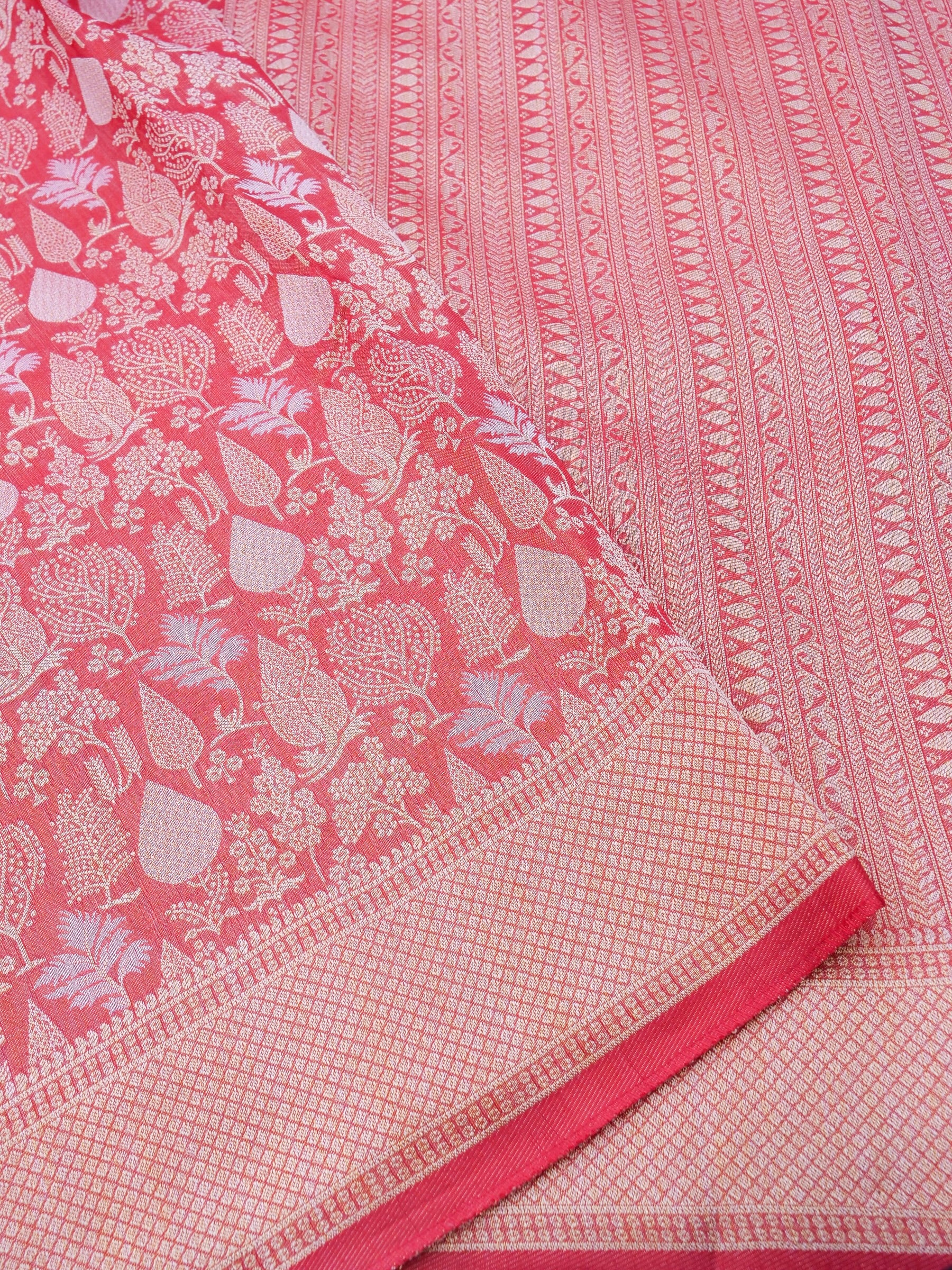 Red Silk Tissue Jangla Banarasi Saree