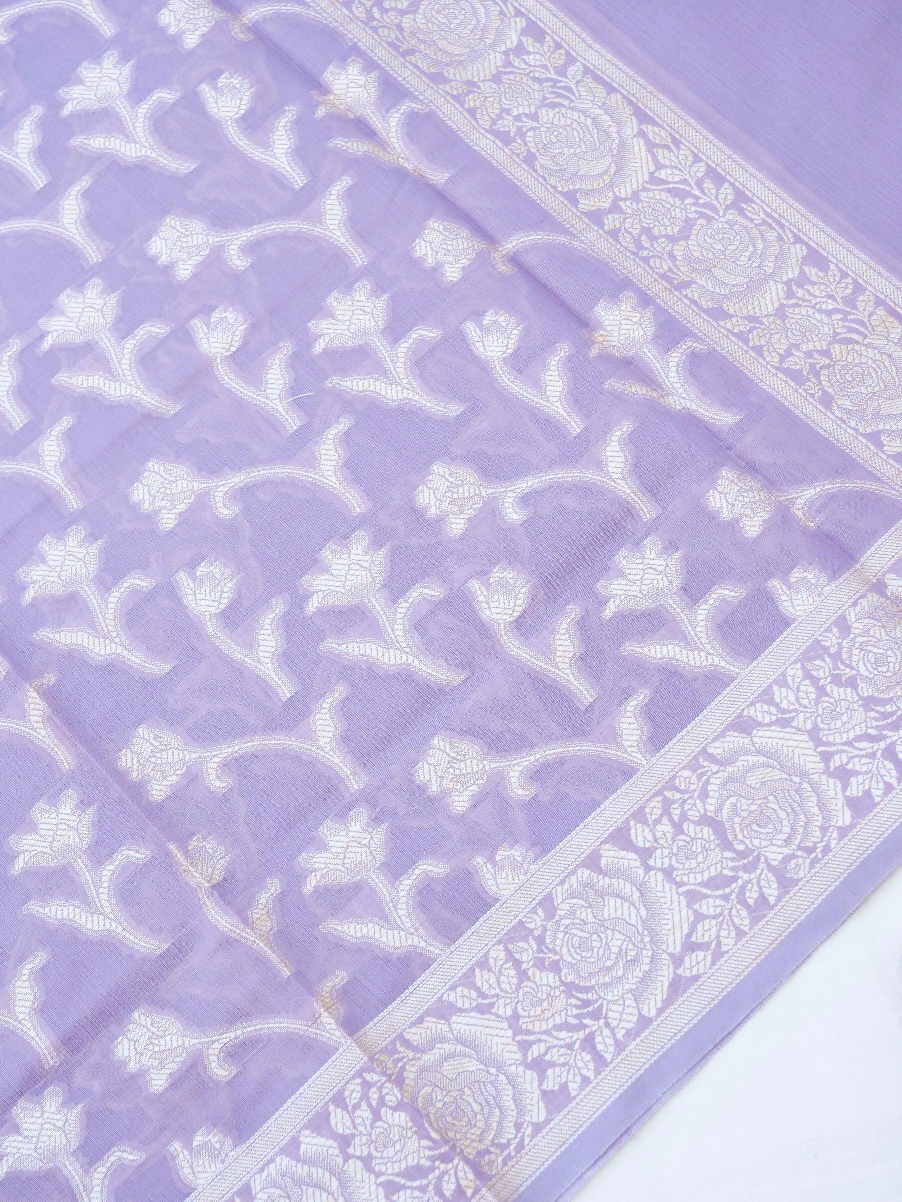 Purple Banarasi Cotton Unstitched Suit Set