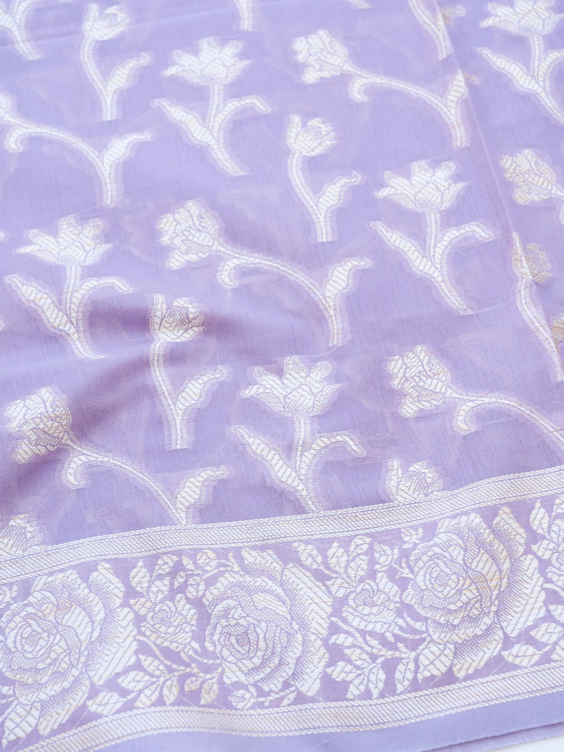 Purple Banarasi Cotton Unstitched Suit Set
