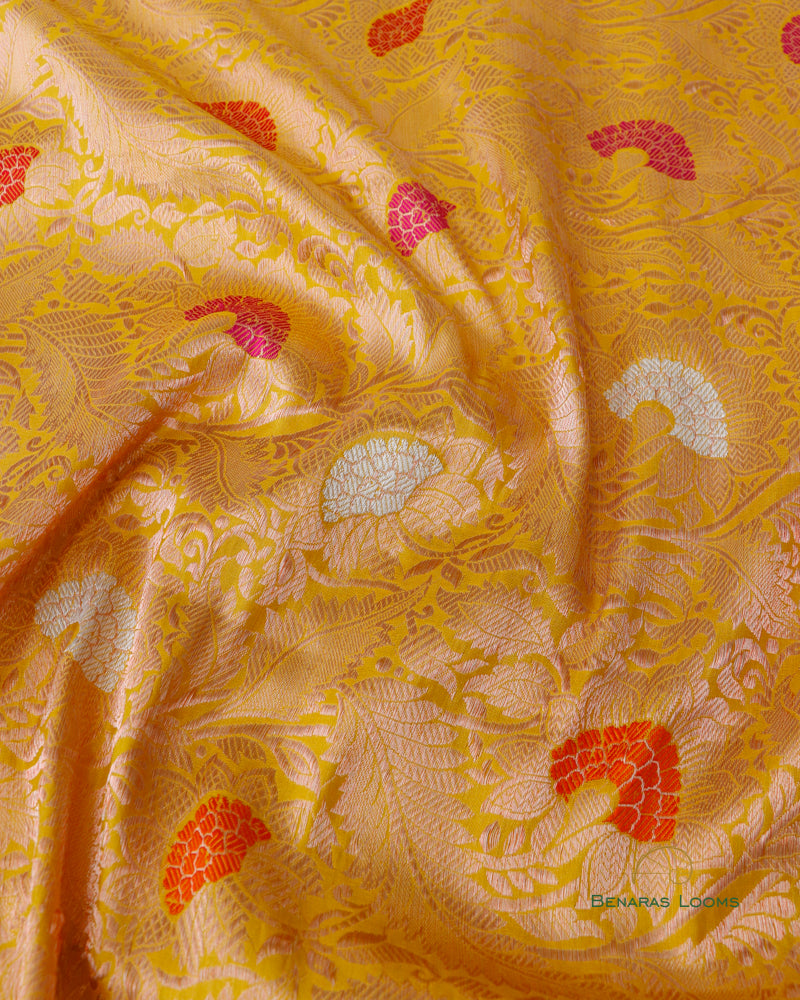 Yellow Handloom Kataan Silk Banarasi Silk Saree