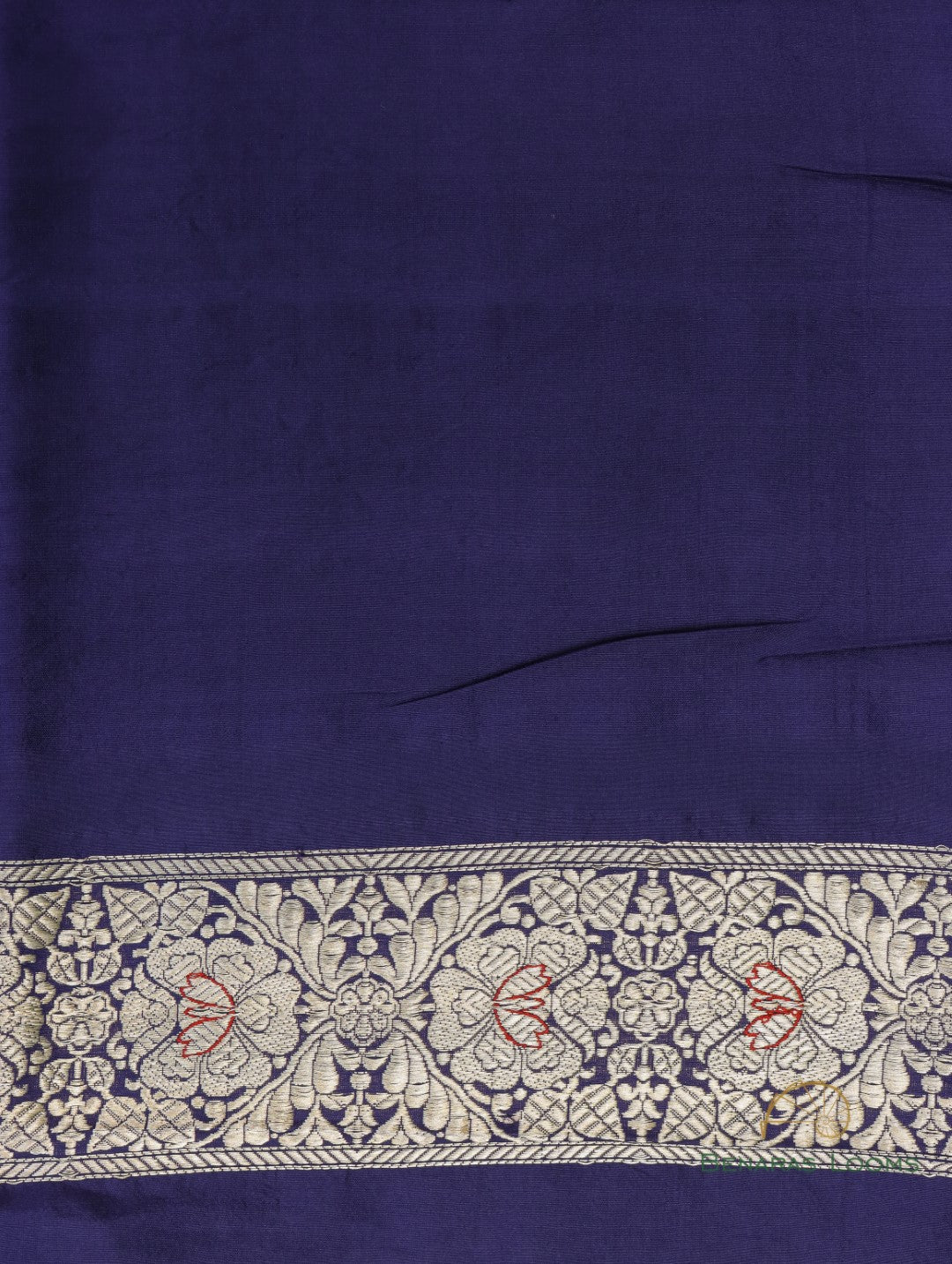 Navy Blue Handwoven Silk Kadhua Jangla Banarasi Saree